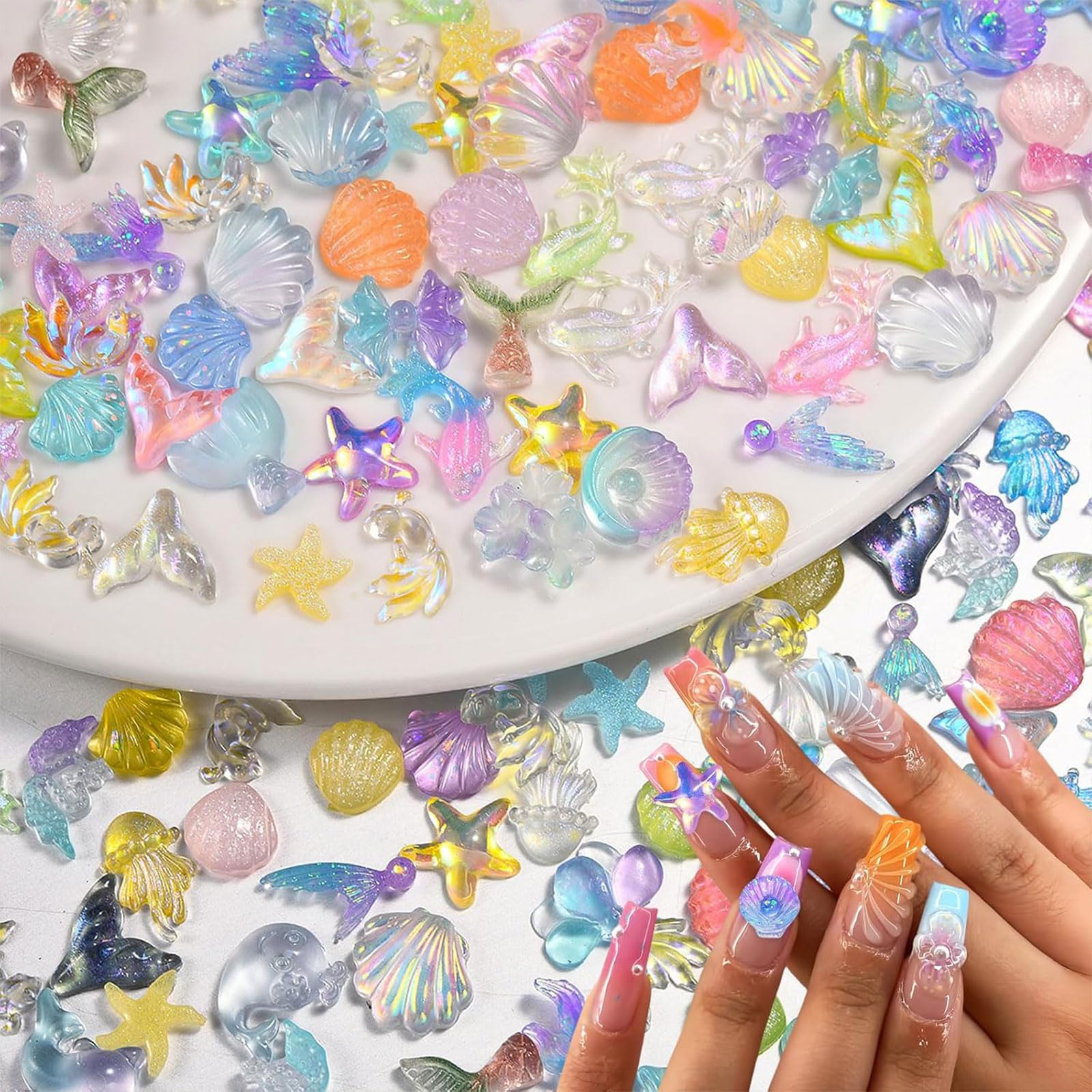 OLYCRAFT 120Pcs Ocean Themed Resin Fillers Alloy Resin Filling Crafts 8 Styles Nail Art Decoration Accessories For Jewelry Making - Golden - View #9