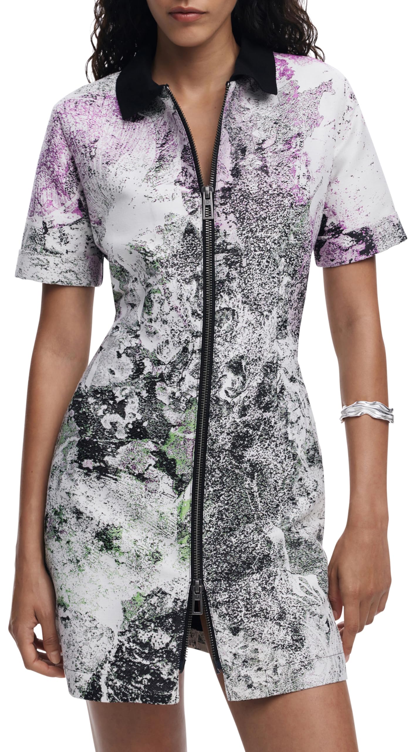 Desigual Vest_Yigal_LACRO Casual Dress, Negro/Blanco, XL Women's