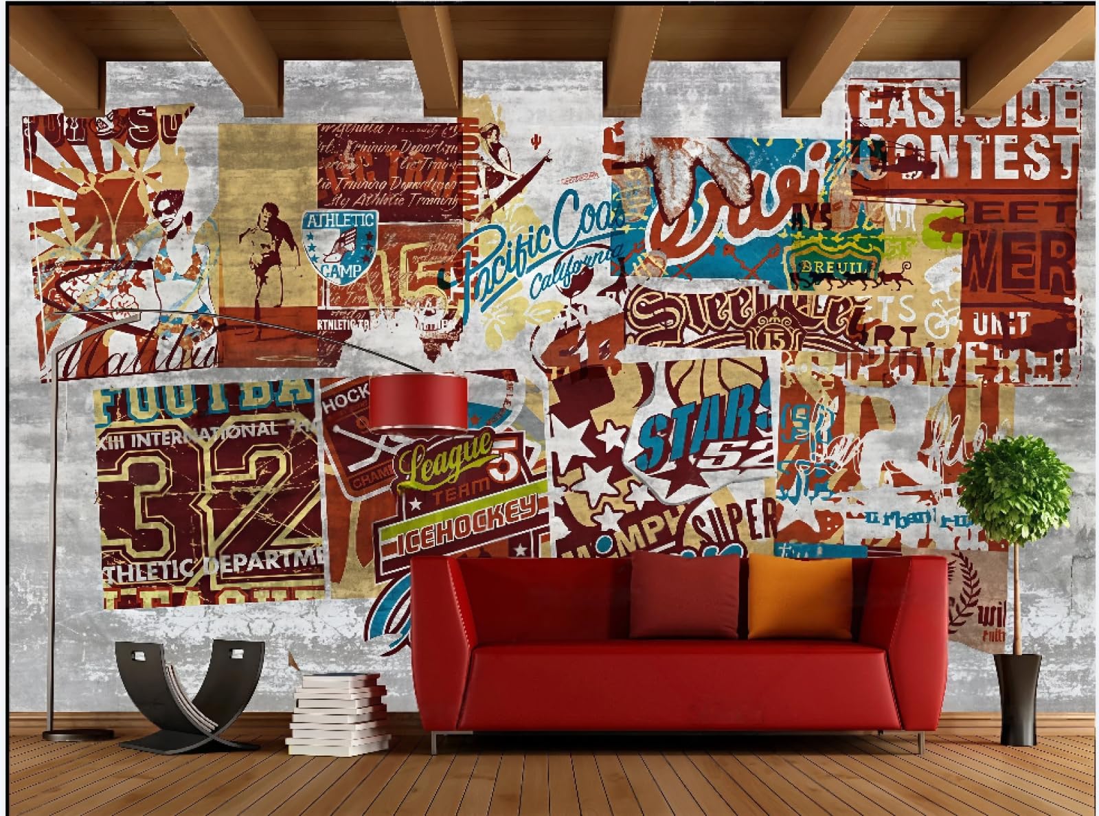 rskjdghshd Wallpaper Retro Cement Wall Nostalgic Street Graffiti Colorful Letters Bar Dining Background Wall Western Restaurant Wallpaper Drink Cafe Mural,3D,200x140cm