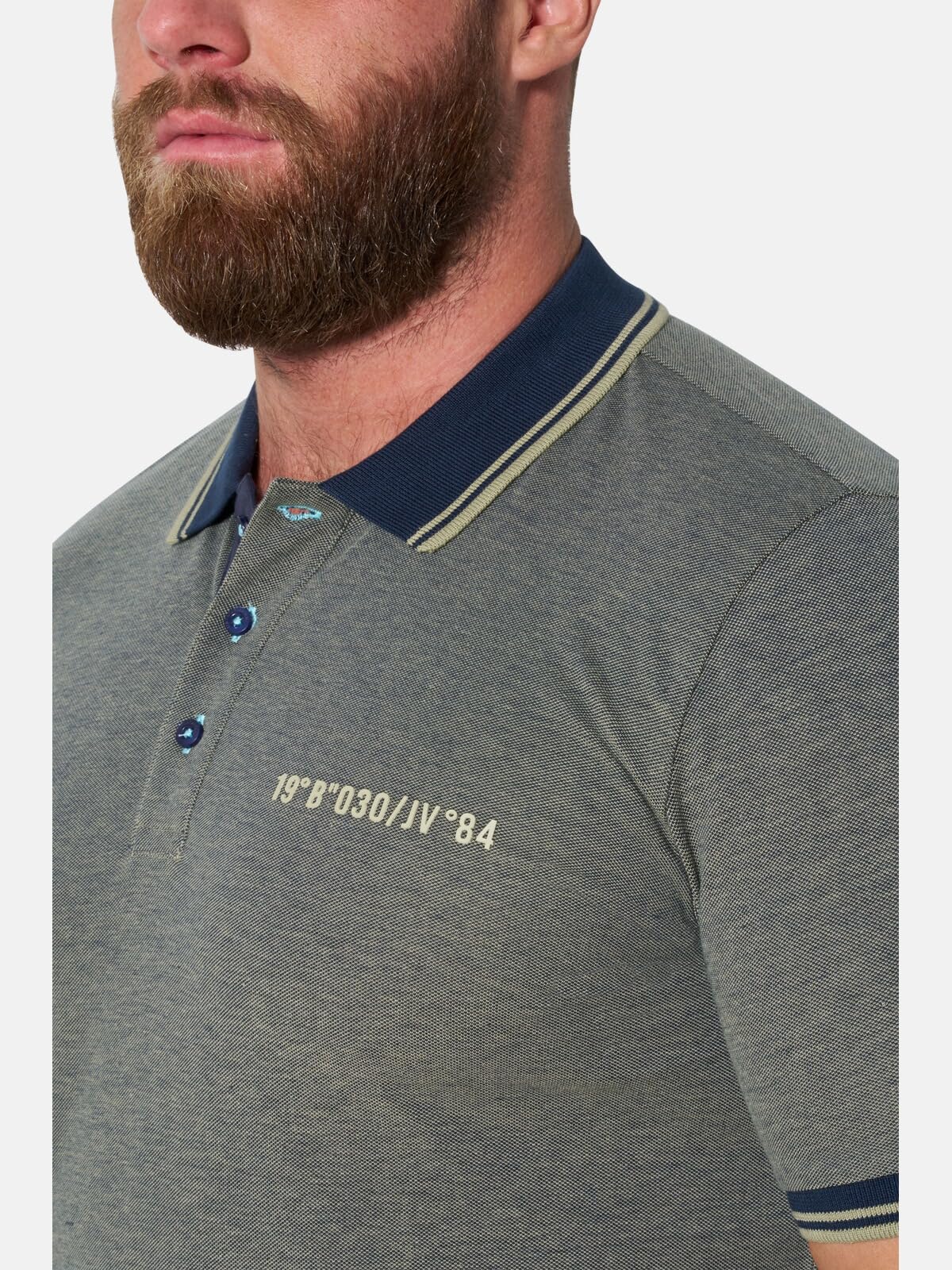 Jan Vanderstorm Herren Poloshirt Munar | Maritimes Piqué-Shirt mit Kontrastkragen, 100 % Baumwolle, Komfortschnitt Bruststickerei Seitenschlitze, große Größen bis 7XL