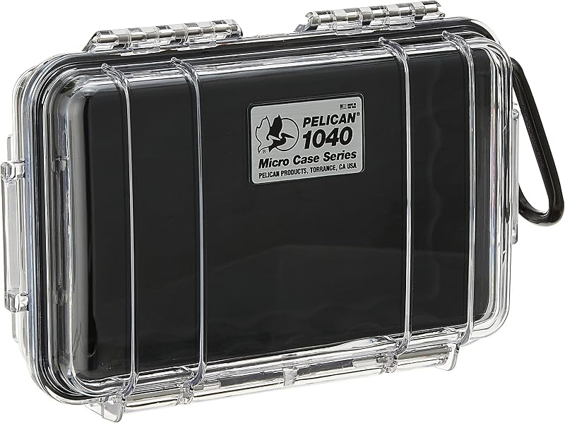 Pelican 1040 Micro Estuche (Negro/Transparente) | Carcasa rígida hermética con revestimiento de goma y válvula de purga de presión para dispositivos electrónicos, cámaras y viajes