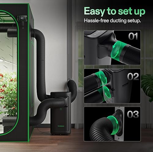 Miniatura 4 de VIVOSUN AeroLush C08 - Aire acondicionado inteligente, 8000BTU, función 4 en 1, con sonda de sensor de temperatura y humedad, control remoto