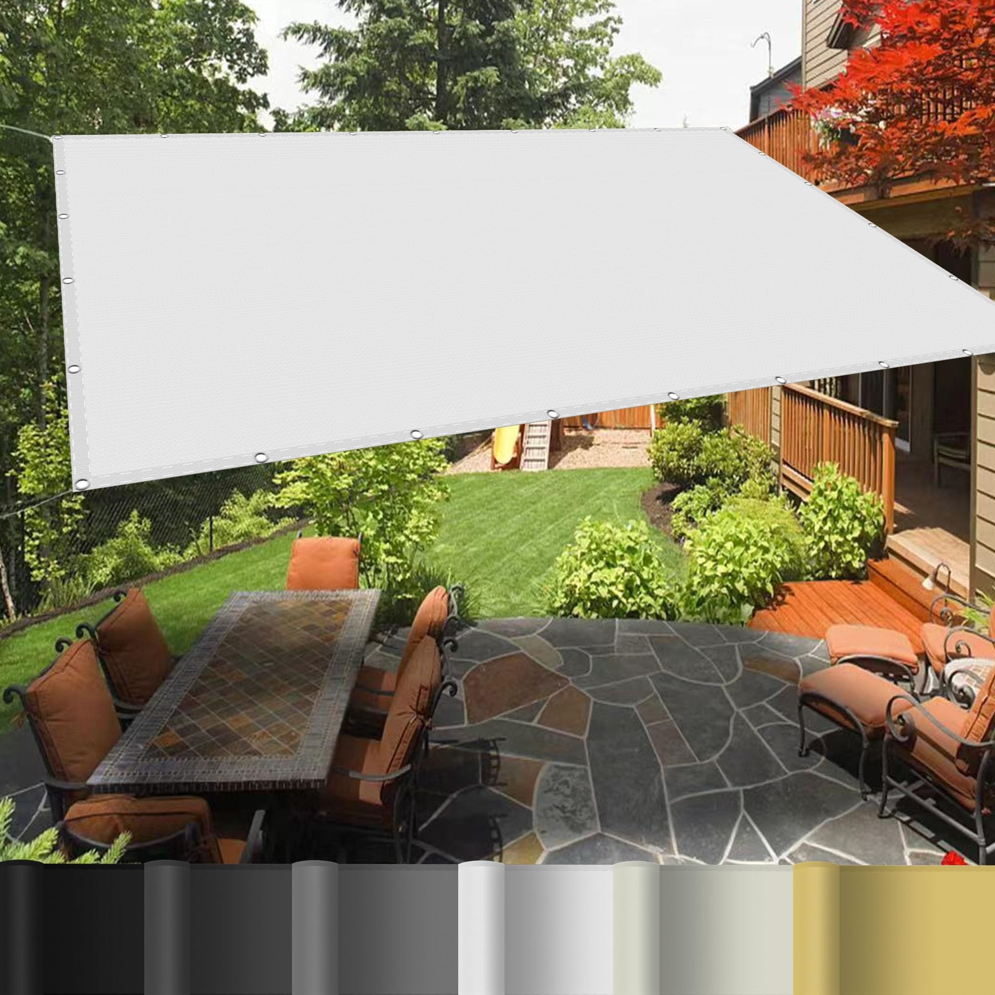 Patio Shade Sail 0.6 x 8 m with Free Ropes Gazebo Canopy Waterproof for Outdoors, Garden, Patio, Yard, Party, Biały