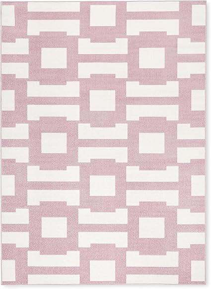 Tommy Bahama Isla Coastal Geo Indoor Outdoor Area Rug, Geometric Modern Design, UV Fade Resistant, Purple/Ivory, 5'2"x7'2"