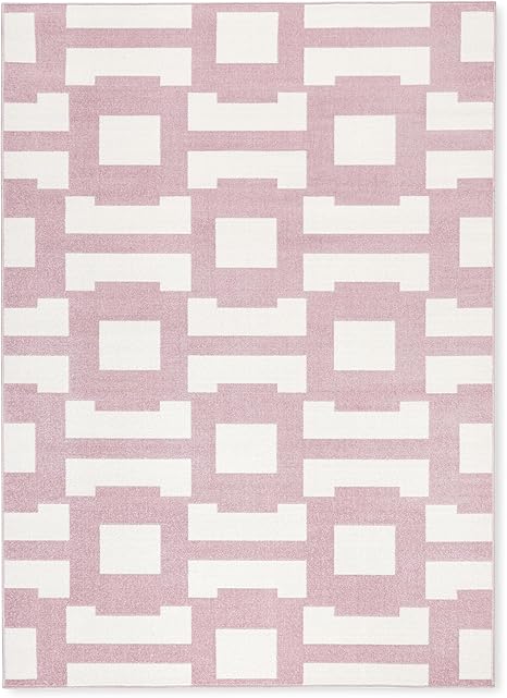 Tommy Bahama Isla Coastal Geo Indoor Outdoor Area Rug, Geometric Modern Design, UV Fade Resistant, Purple/Ivory, 5'2"x7'2"