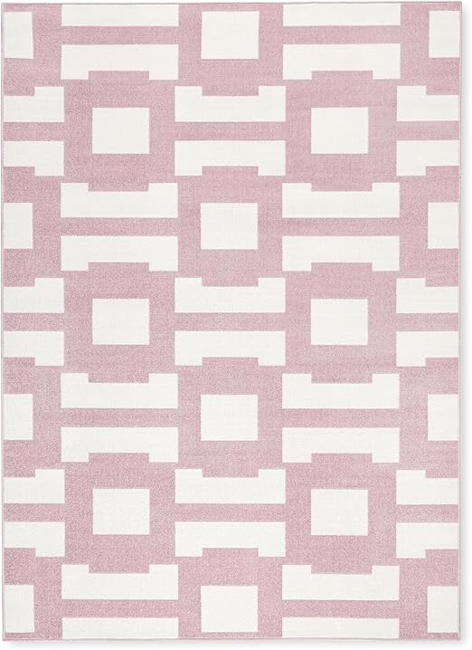 Tommy Bahama Isla Coastal Geo Indoor Outdoor Area Rug, Geometric Modern Design, UV Fade Resistant, Purple/Ivory, 5'2"x7'2"