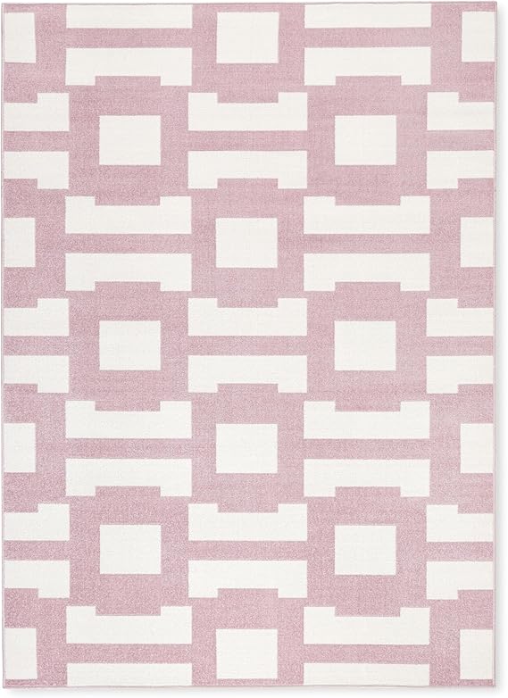 Tommy Bahama Isla Coastal Geo Indoor Outdoor Area Rug, Geometric Modern Design, UV Fade Resistant, Purple/Ivory, 5'2"x7'2"