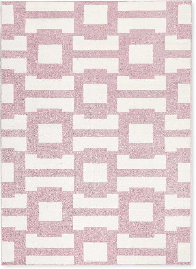 Tommy Bahama Isla Coastal Geo Indoor Outdoor Area Rug, Geometric Modern Design, UV Fade Resistant, Purple/Ivory, 5'2"x7'2"