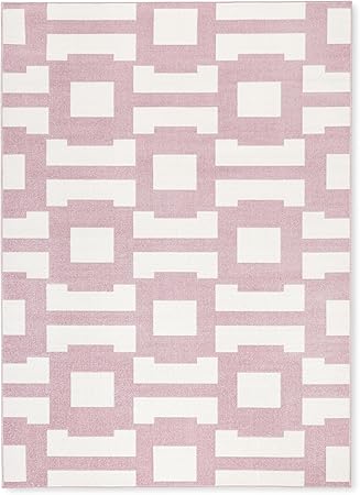 Tommy Bahama Isla Coastal Geo Indoor Outdoor Area Rug, Geometric Modern Design, UV Fade Resistant, Purple/Ivory, 5'2"x7'2"