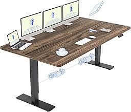 FLEXISPOT Standing Sitting Desk 180 x 80 cm with 2 Powerful Motors, Stable Height Adjustable Table, Electric Desk with Memory Function (Black + Brown)