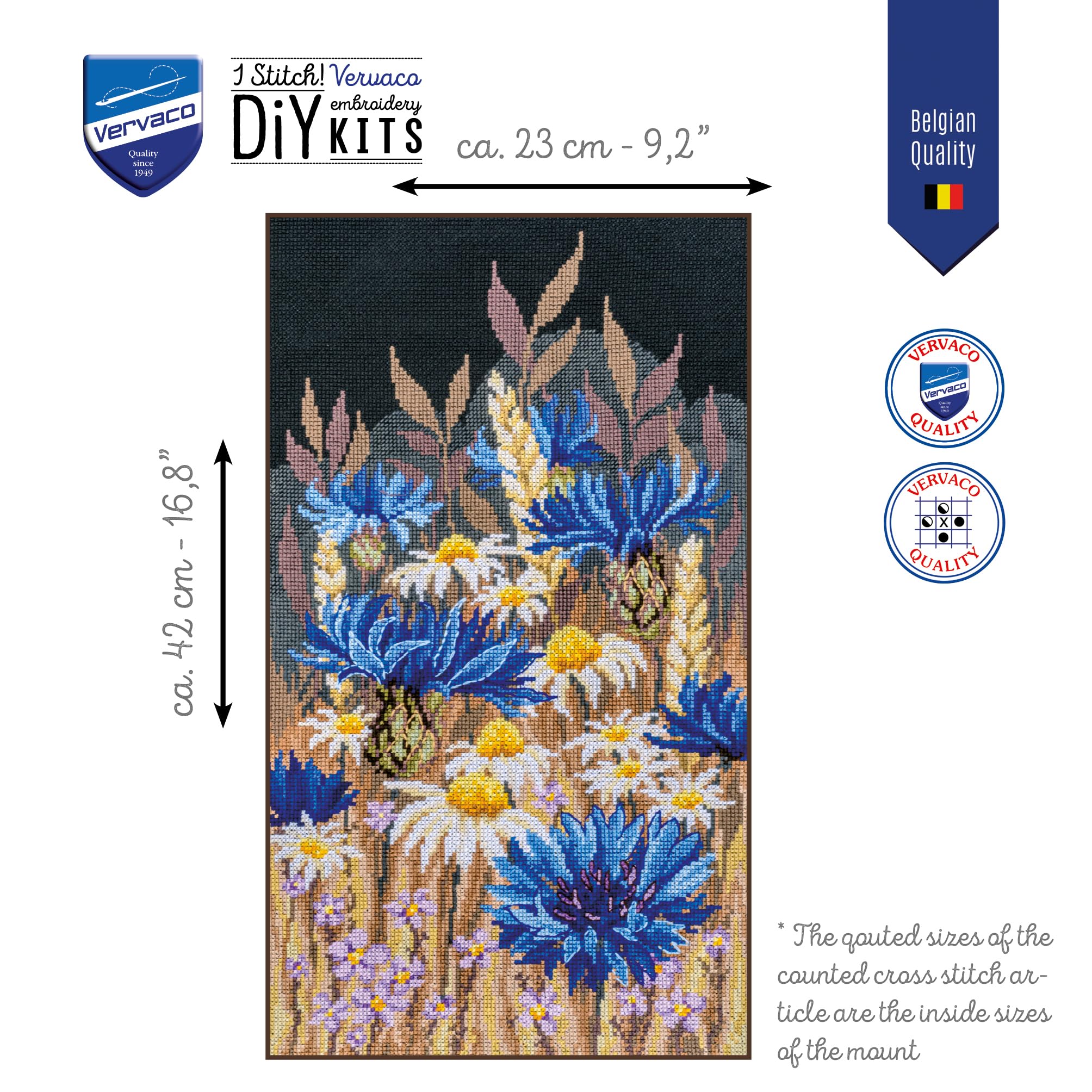 VERVACO Haft Krzyżykowy Liczony Zestaw Obraz do Haftu CHABRY Zrób to Sam Zestaw Kreatywny dla Dorosłych 23 x 42 cm Dekoracja Ścienna DIY Cross Stitch Kit