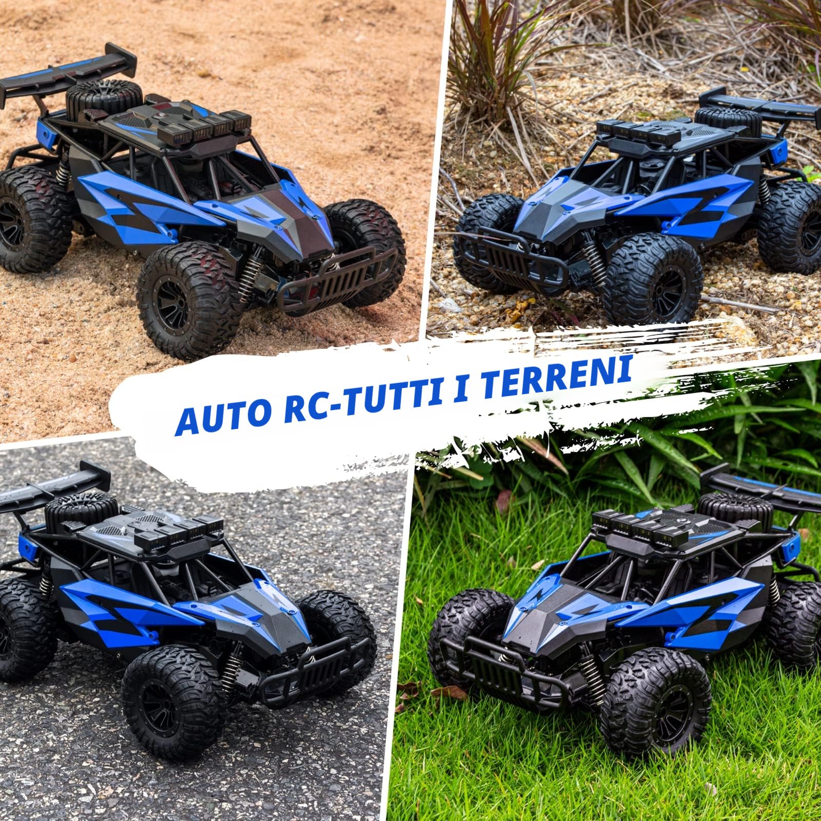 ACAMMZAR AT2 Macchina Telecomandata, 1:16 20+Km/h 2WD Camion Auto Telecomandata, 2.4GHz RC Car Crawler con 2 batterie, 50+min Play Time regalo di Natale per adulti e bambini