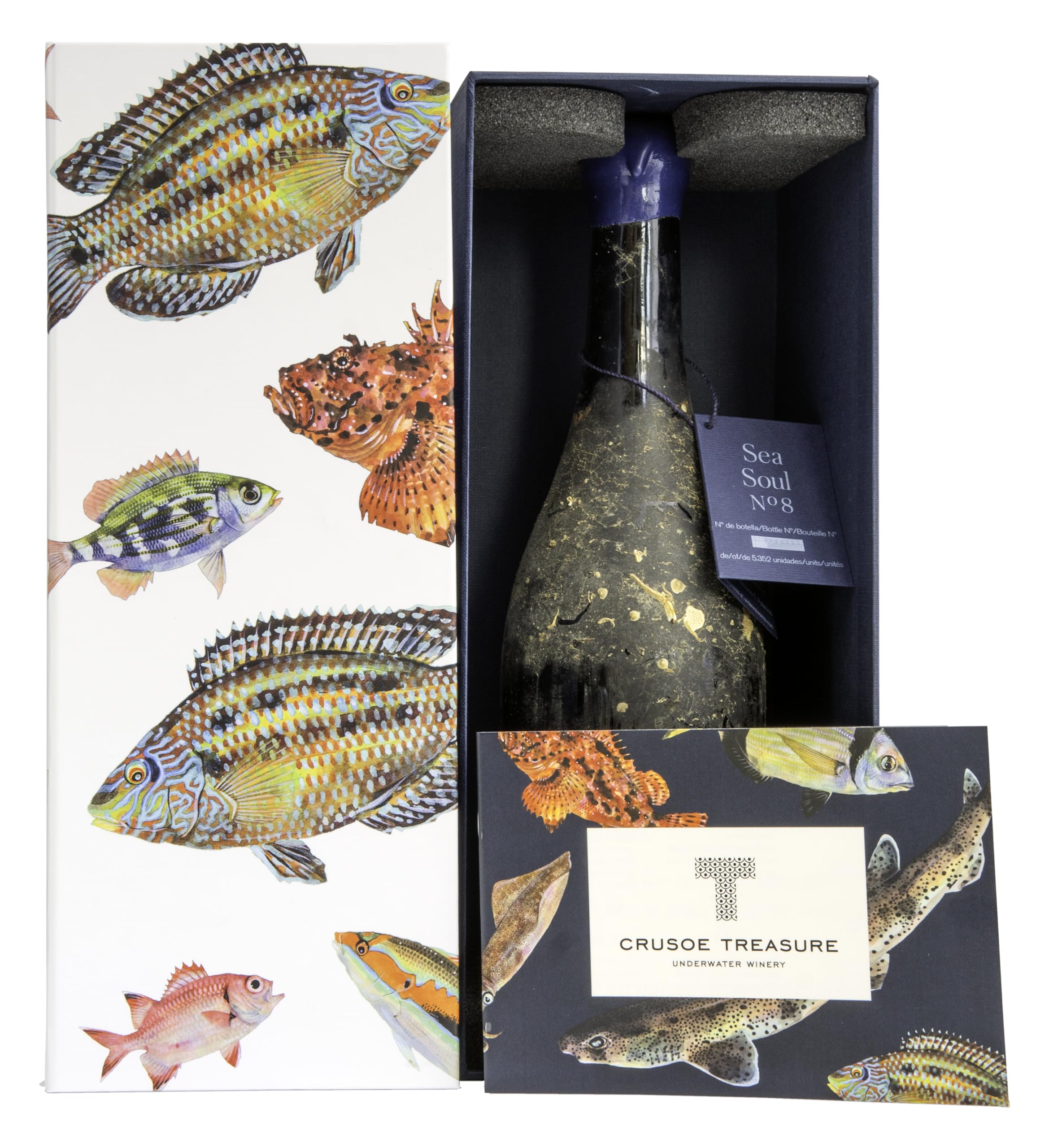 Crusoe Treasure Sea Soul Nº 8 - vino submarino - vino tinto - estuche regalo de 1 botella 750ml - Cata online gratuita incluida