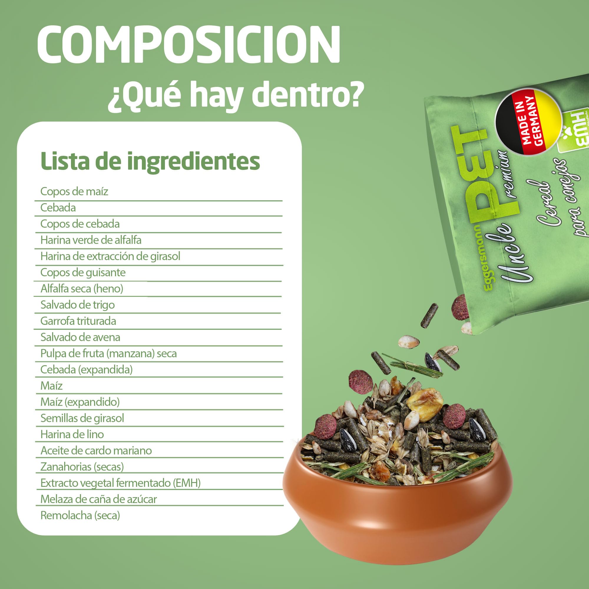 Eggersmann Uncle Pet 25 kg Comida para Conejos - muesli Premium para Conejos - Comida para Conejos con el Poder Natural de Las Hierbas y Zanahorias - Accesorios para Conejos (Bolsa de 25 kg)