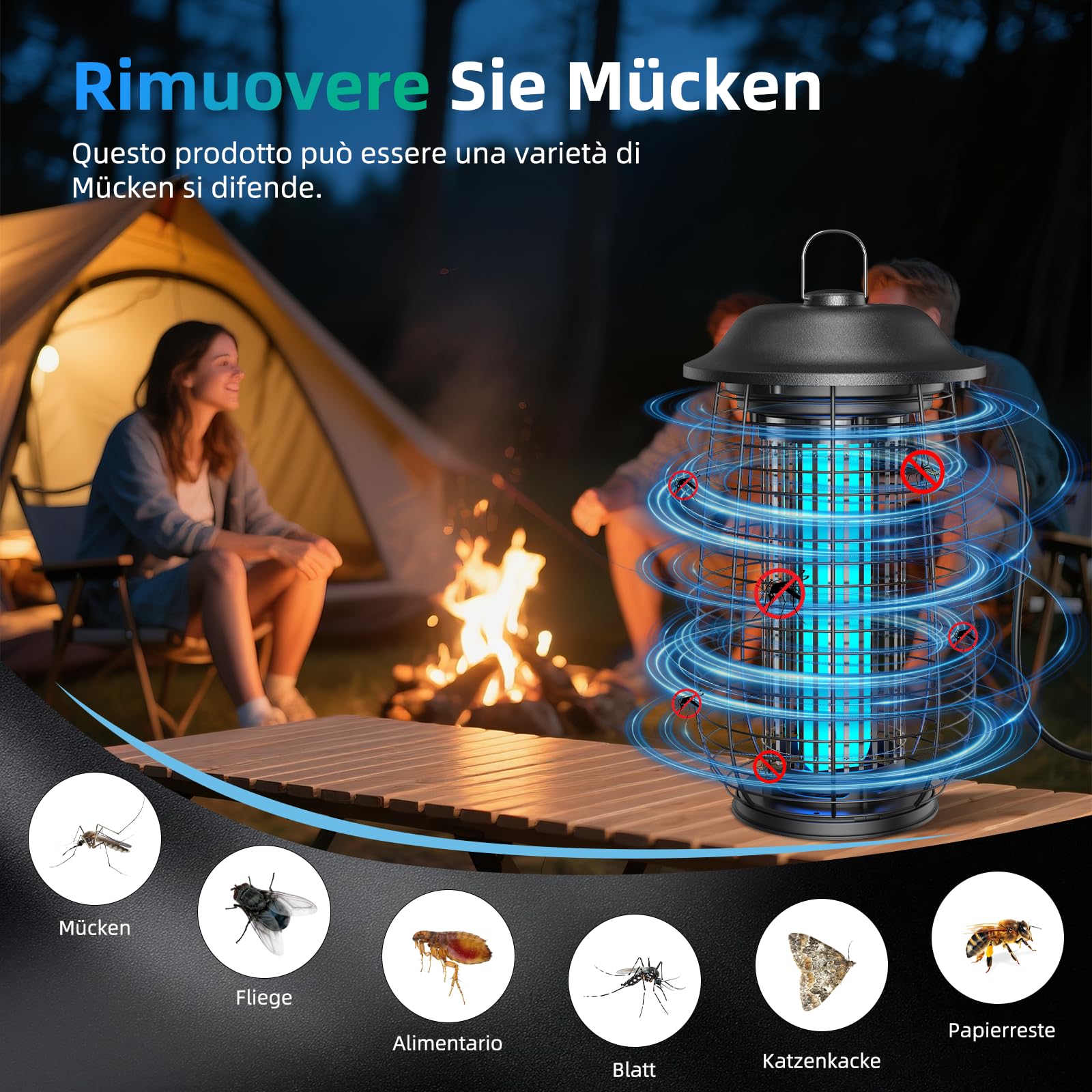 Lampada Antizanzare, Trappola Zanzare ad Alta Prestazione con 4250V 20W UV – Antizanzare Elettrico per Interni ed Esterni, Impermeabile IPX4, Rachetta Zanzare Elettrica per Casa, Giardino e Terrazza.