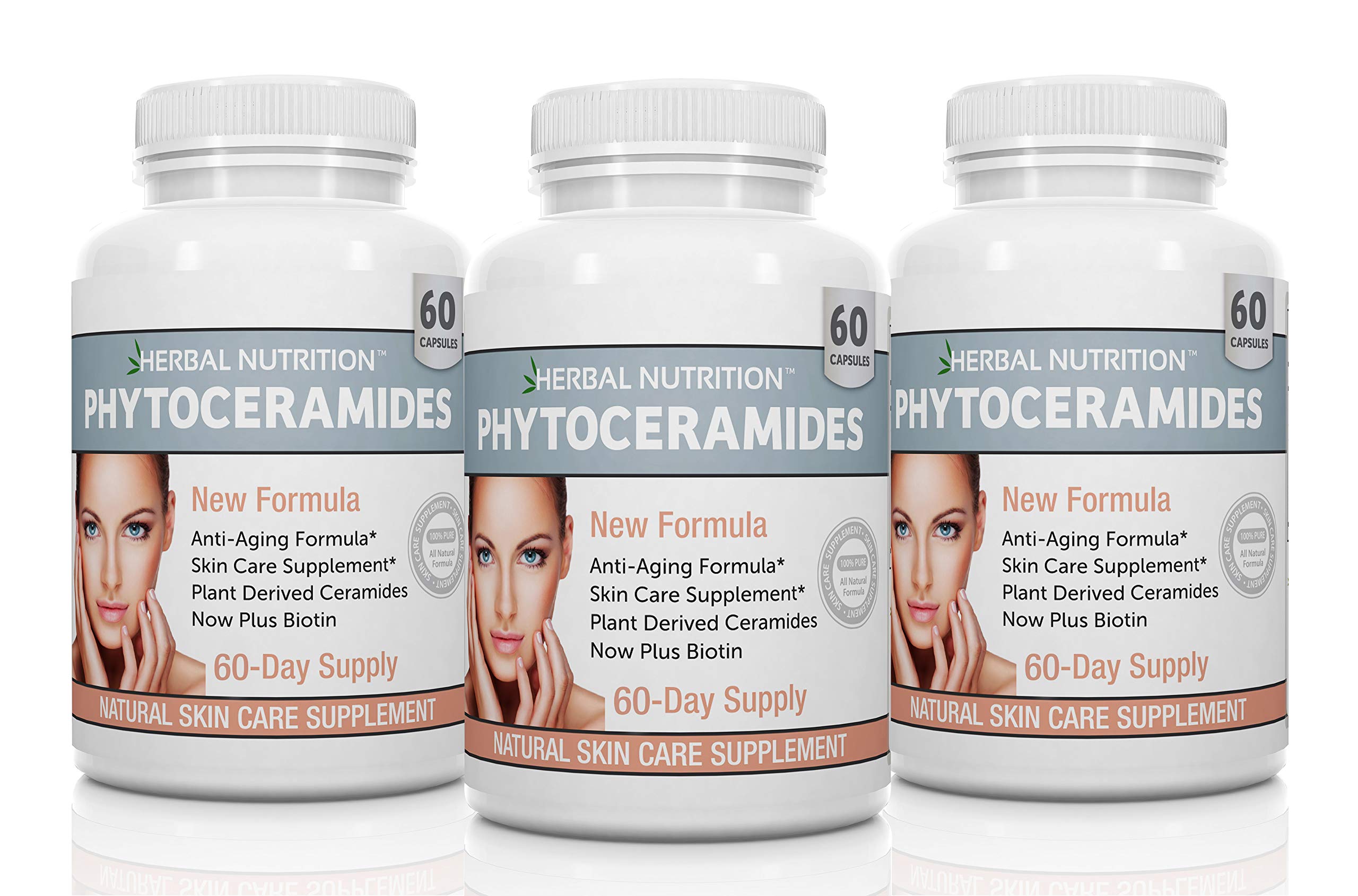 Herbal NutritionPhytoceramides from Rice with Biotin Vitamin A, C, D and E, Three Bottle Pack, 180 Capsules 40mg