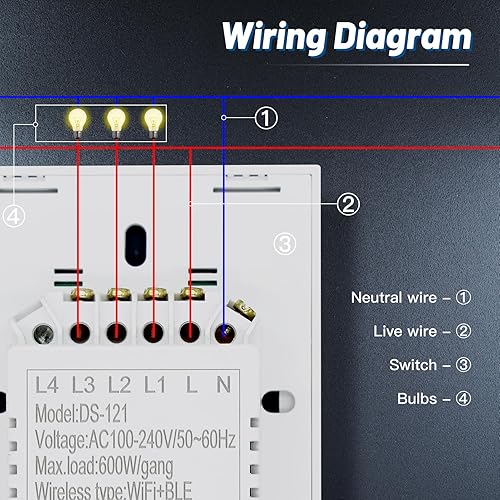 Miniatura 8 de BSEED Interruptor de luz inteligente, interruptor de luz WiFi Alexa de 3 bandas con control remoto de aplicación y función de temporizador,