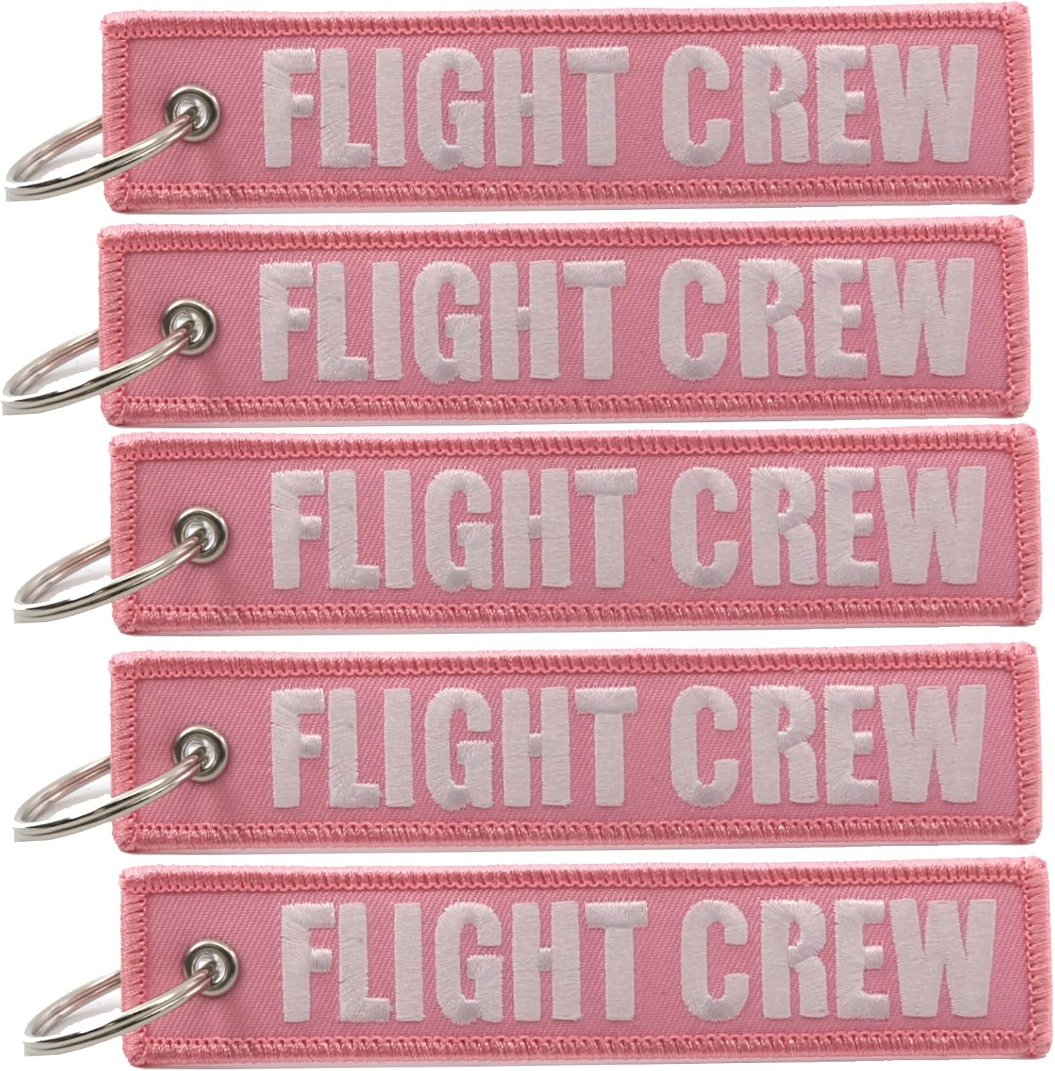 Rotary13B1 FLIGHT CREW Key chain/Jet Tag - Pink fabric with WHITE embroidery keychain Luggage Tag