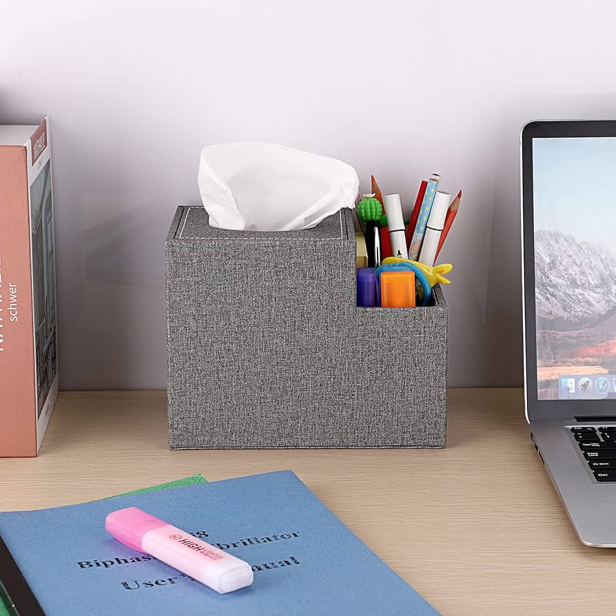 Amazon.com: Sumnacon Square Linen Tissue Box Cover - Stylish