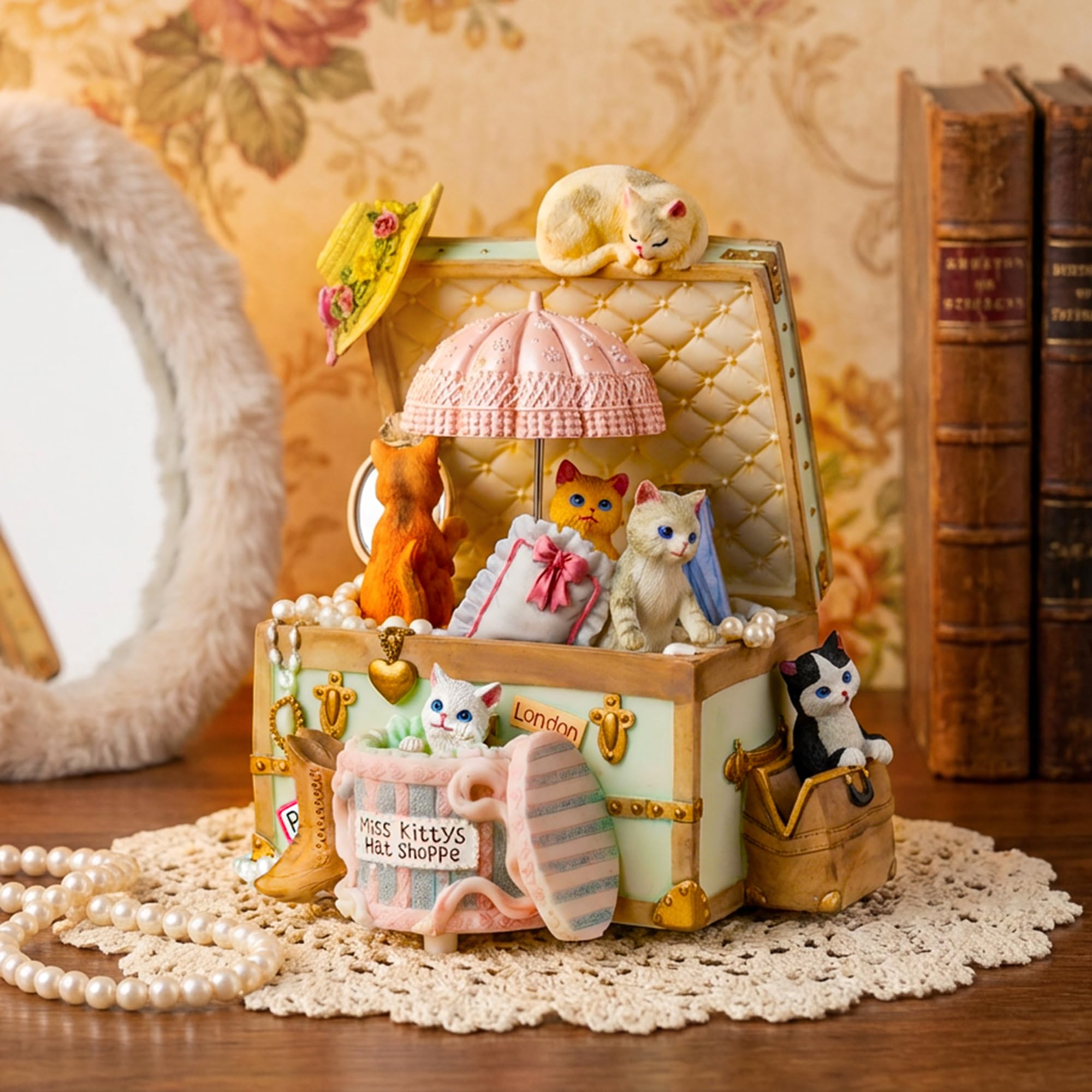 Cat Music Box Gift for Girlfriend Wife Daughter Grandma Granddaughter Sister Friends, Cute Kitty Musical Box Anniversary Birthday Gifts Kitten Lover Mother Day Present