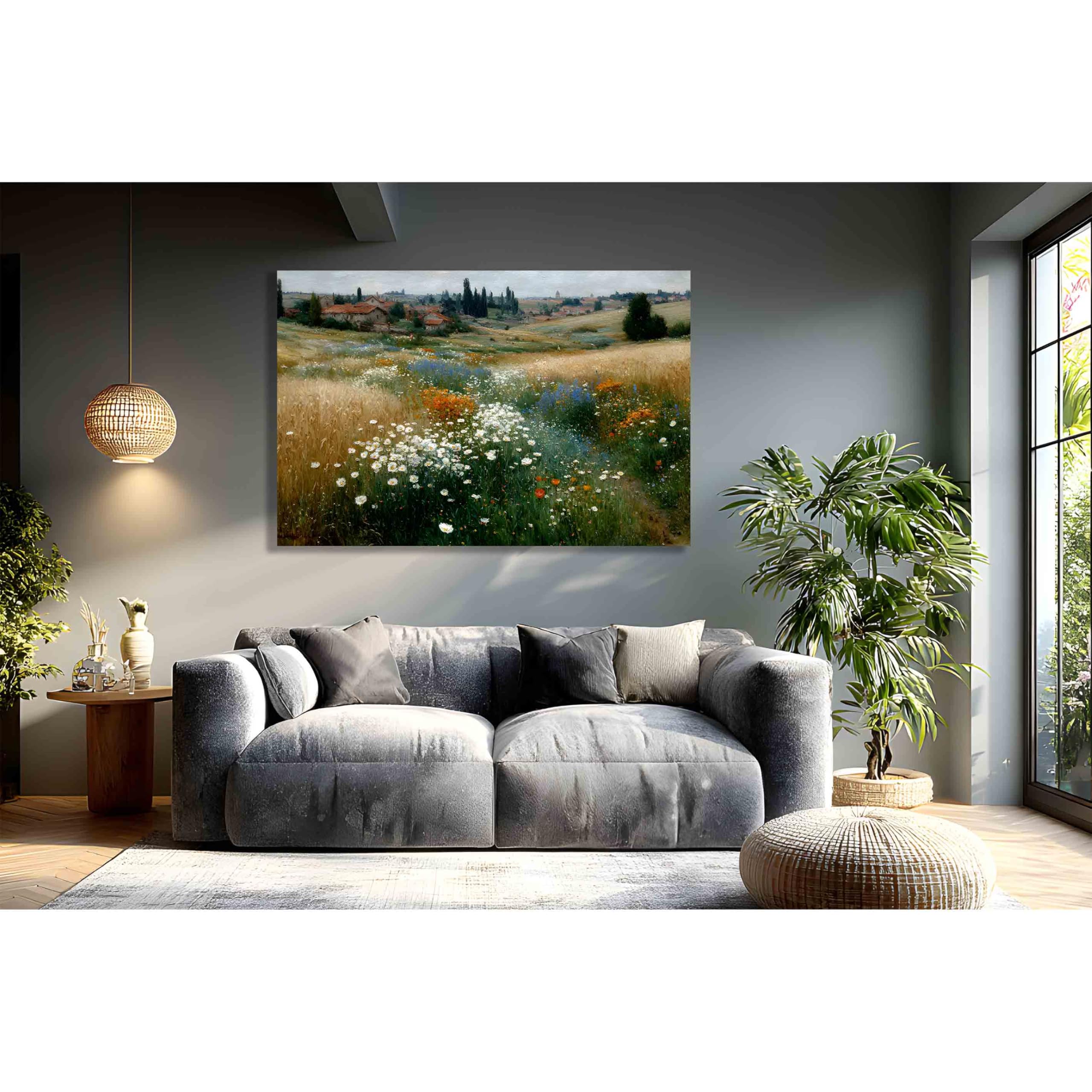 Kunstbruder Abstrakte Wandbilder in XXL formaten, Kunstdruck, Vintage (Acker im Frühherbst, 60x80 cm) Wanddeko für Wohnzimmer & Esszimmer