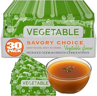SAVORY CHOICE Reduced Sodium Vegetable Broth Concentrate, 30 Packets (9....