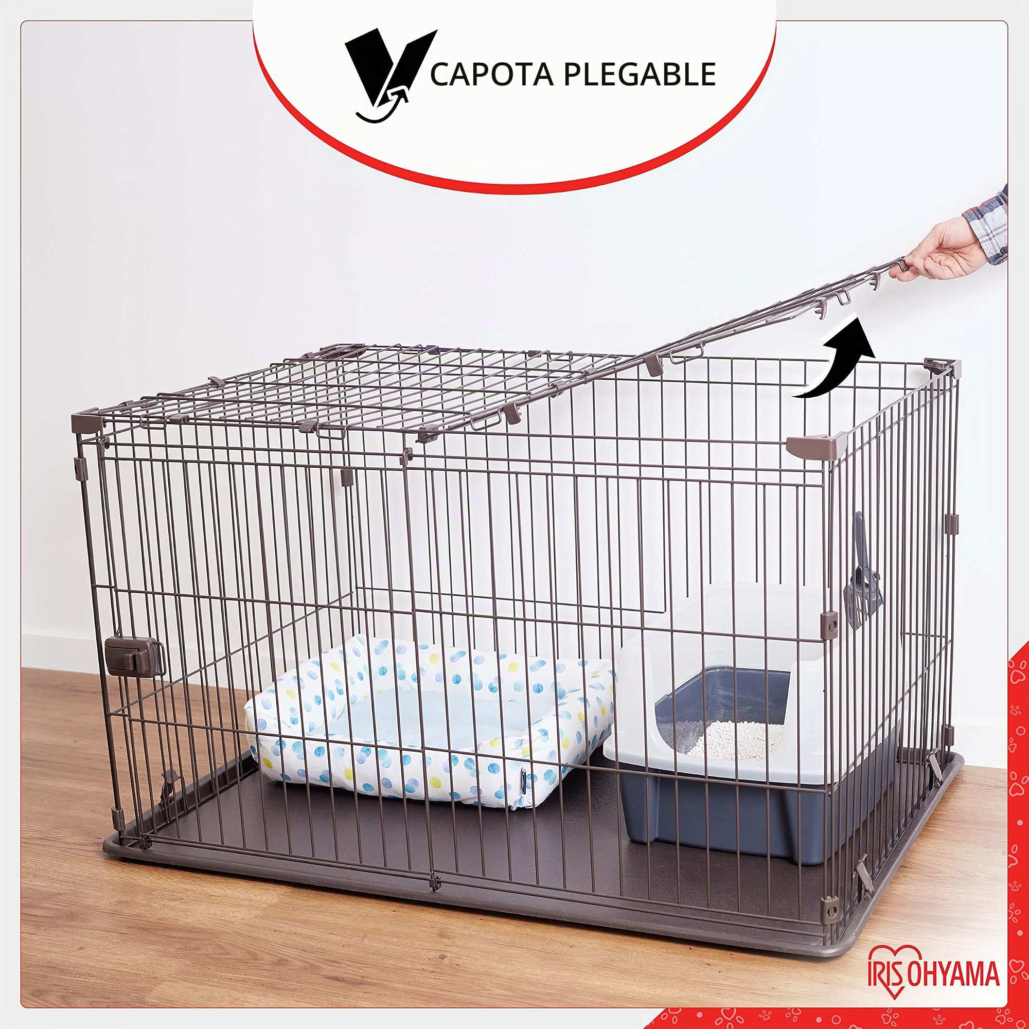 Iris Ohyama Parque para Perros con Puerta y Cerradura, H66cm, Marrón, Techo, Jaula Gatos, Vallas, Corralito, para para Interiores, Exteriores, Conejo, Cercado, Corral Perro, Mascotas, STS-1200TY