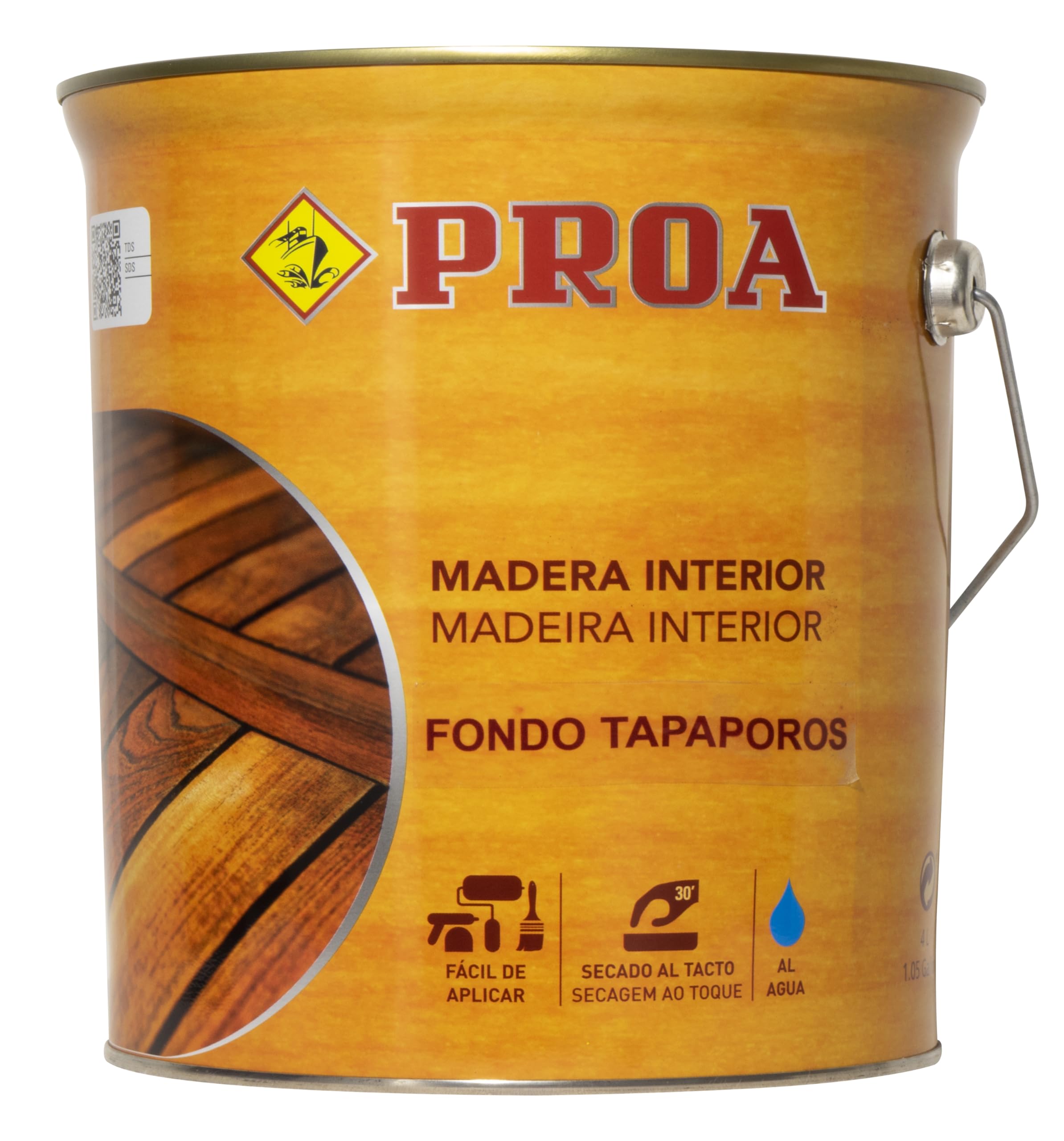 Barniz proa tapaporos al agua. Transparente. 4 L.