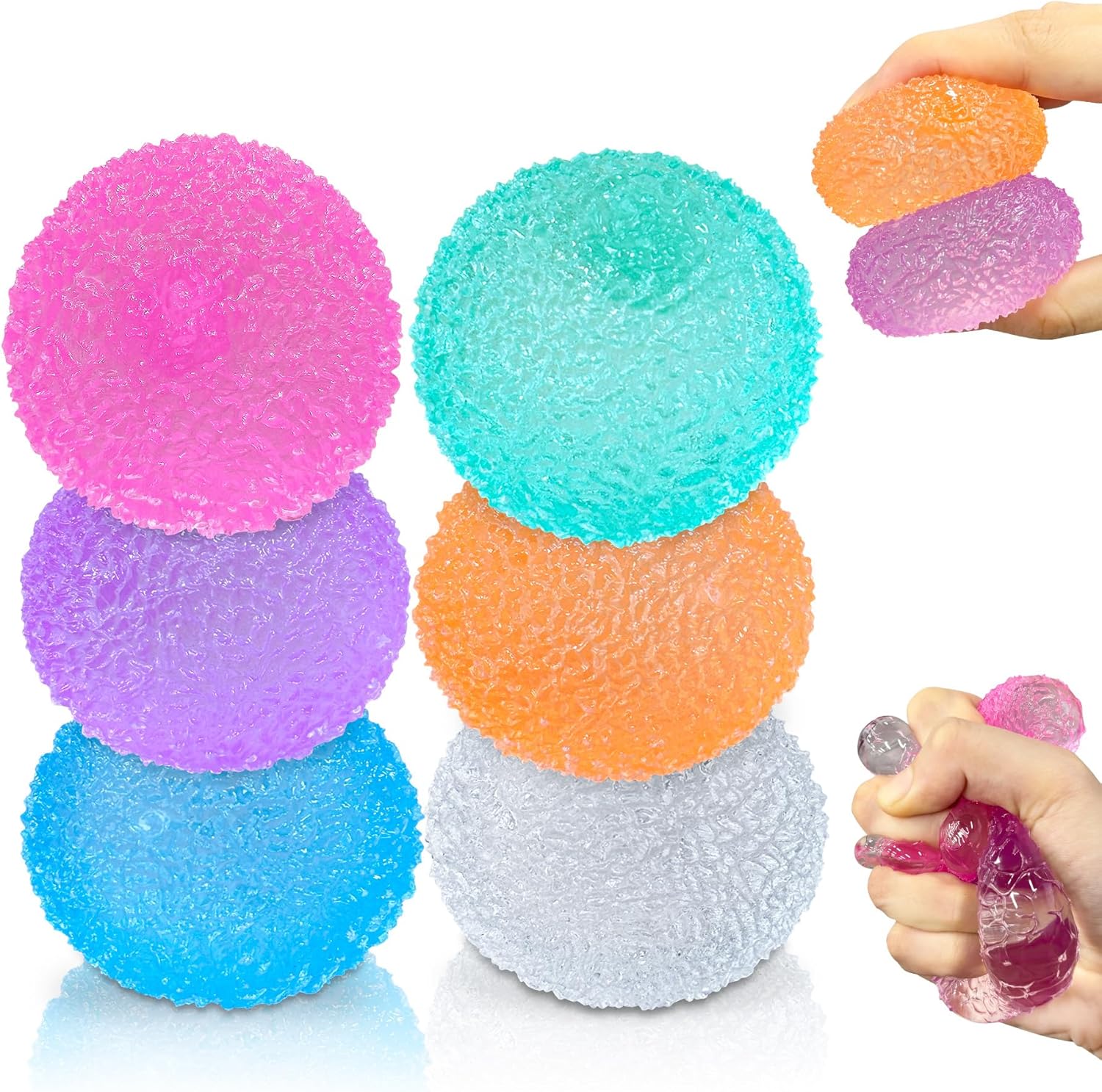 6 Pcs Sensory Balls,Squishy Ball,Stress Balls for Kids, Squishy Fidget Toys,Squeeze Ball for Adults, Autism Hyperactivity , Stress Relieve, Increase Entertainment