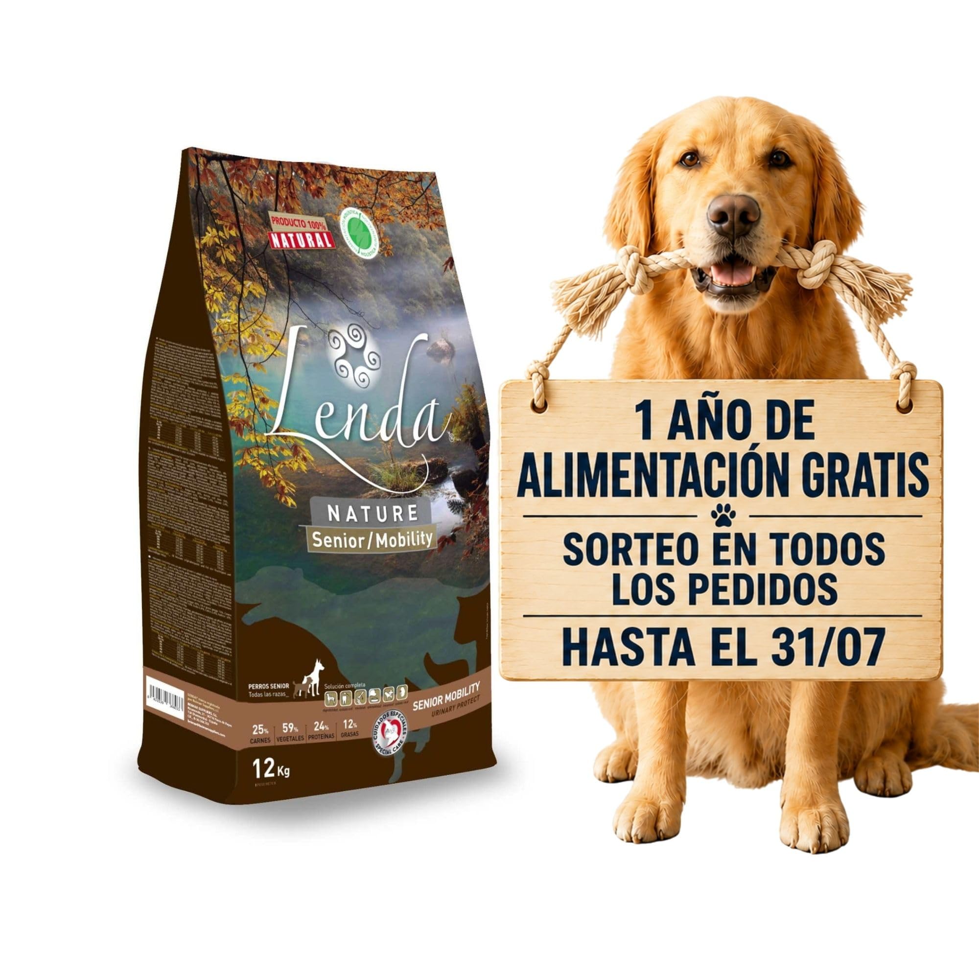 Lenda Senior Mobility 12 kg - Pienso para Perros Senior o Adultos con Dolores Articulares - Pienso Hipoalergenico Rico en Pavo - Comida para Perros Mayores Natural y bajo en Cereales