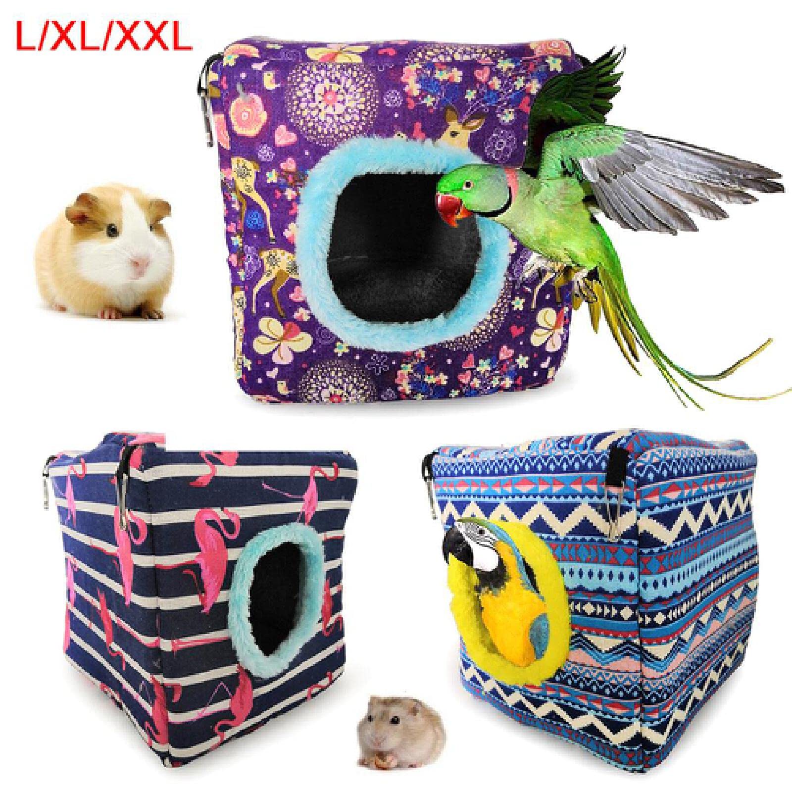 Nido de pájaros, Hamaca Colgante cálida for Loros, pájaros y Mascotas, Disponible en Las Cuatro Estaciones, con Esponja Cuadrada, tamaño B XXL(B,XL)