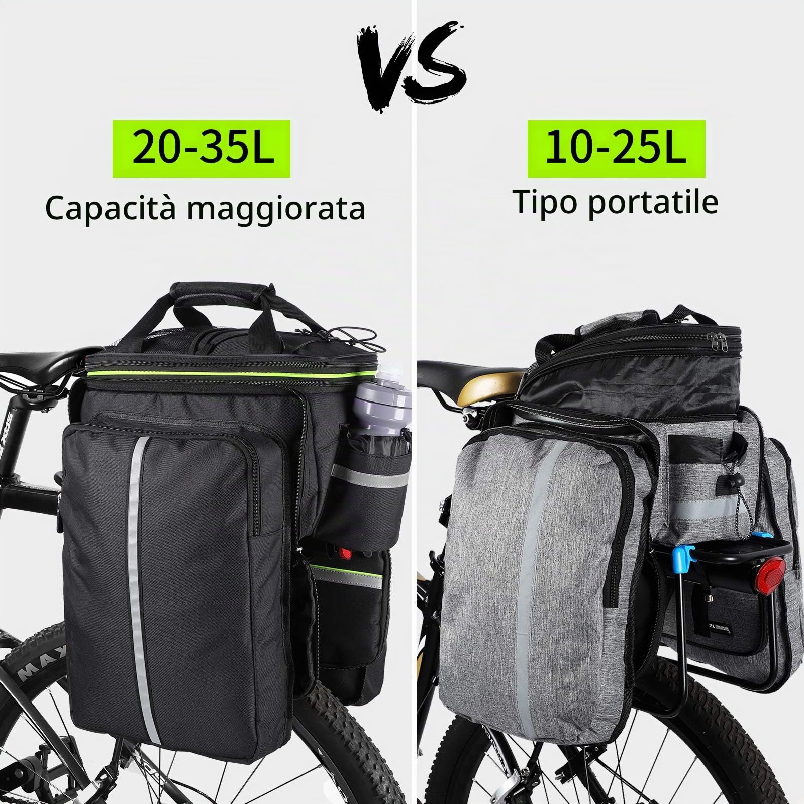 WESTGIRL Borsa da bicicletta da 25 l, impermeabile, resistente, per sedile posteriore della bicicletta, portabagagli, zaino da viaggio, borsa a tracolla con tracolla regolabile
