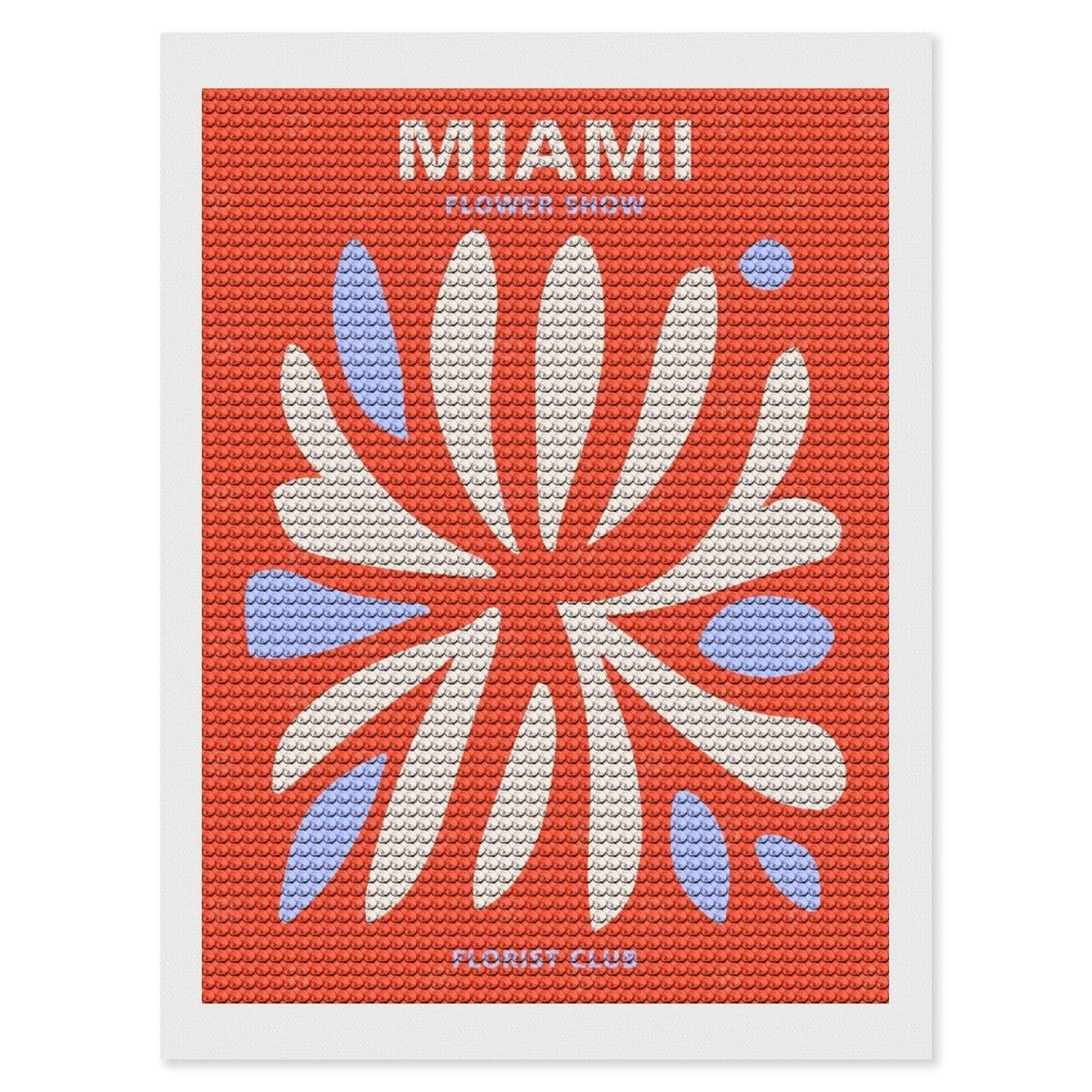 Junmoney Miami Florist Club Diamond Art Canvas 12"x16", for Adults, Pleasing Wall Art Project, Modern Decor, Gift Idea, Nice Detail and Sparkle