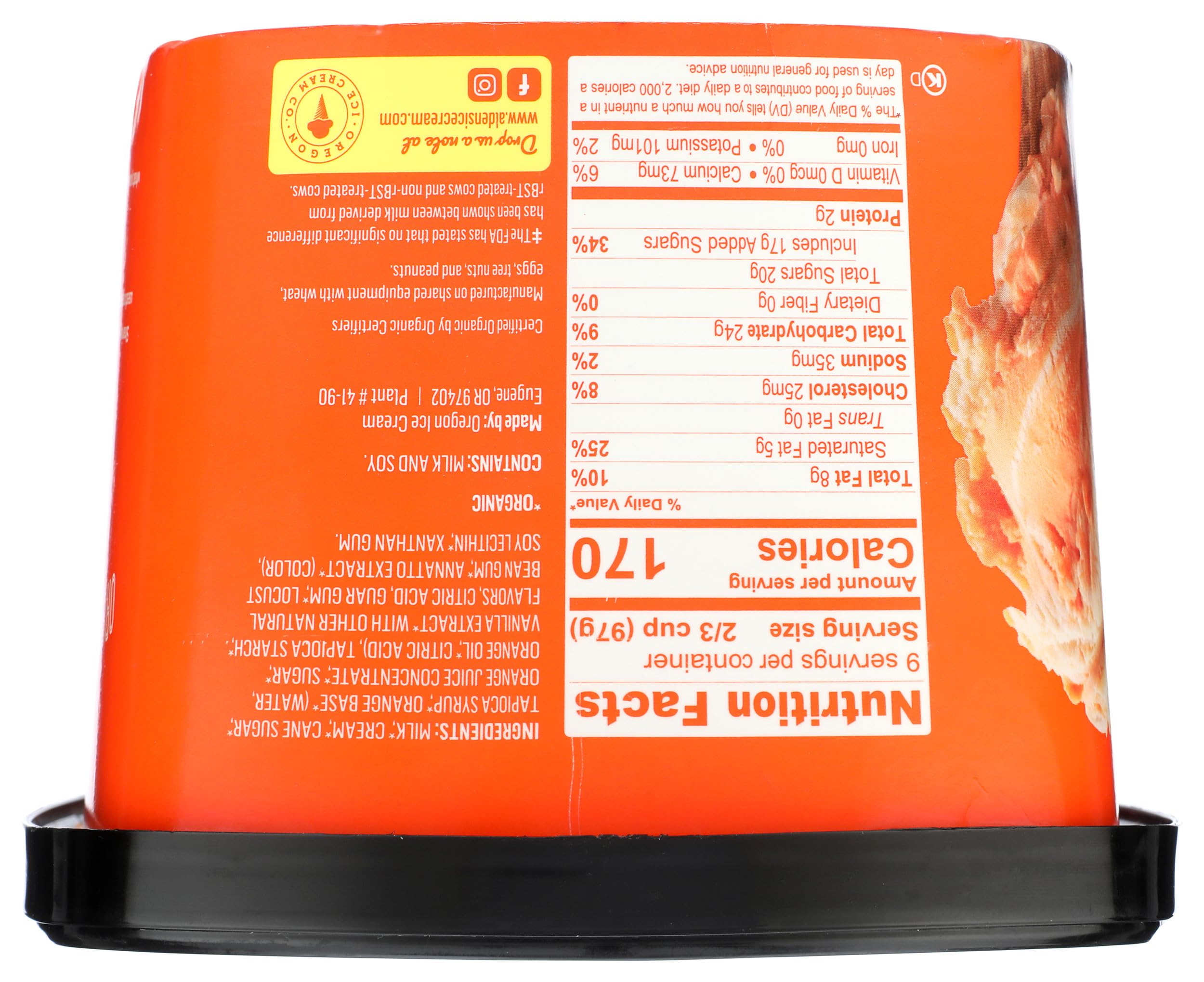 Aldens Organic Orange Cream Ice Cream 1 5 Qt — view 2