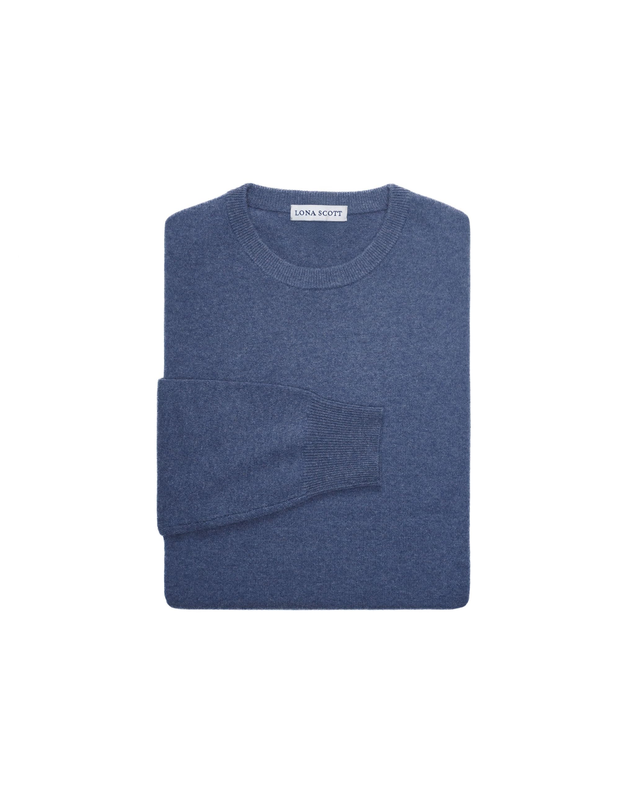 Lona Scott Mens Cashmere Jumper, Crew Neck, Denim XXL
