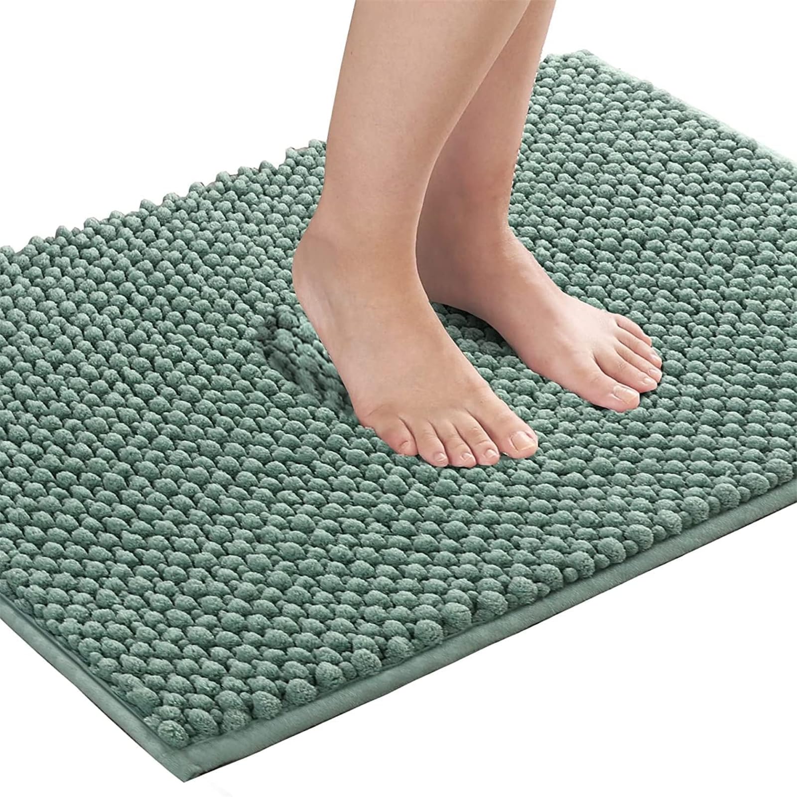 LINGKY Badematte rutschfest 50x120 cm Chenille Badezimmerteppich Saugfähige Badteppich Waschbar Badvorleger Bad Teppich Badezimmer Duschvorleger Badematte Aqua