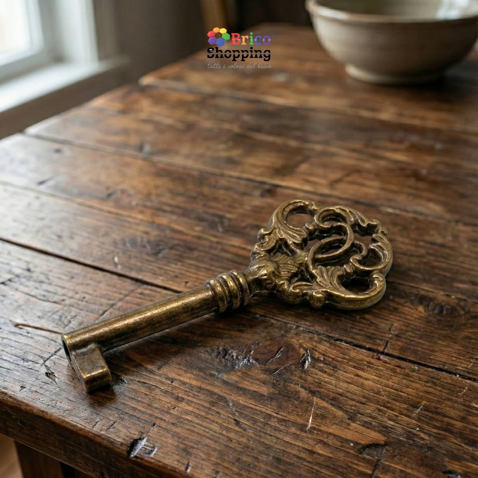 BricoShopping Llaves para muebles en estilo Arte Povera y armarios antiguos clásicos modernos, llave universal para cerradura de armario en latón, llave de mapa antigua para cajón (BS0314, latón