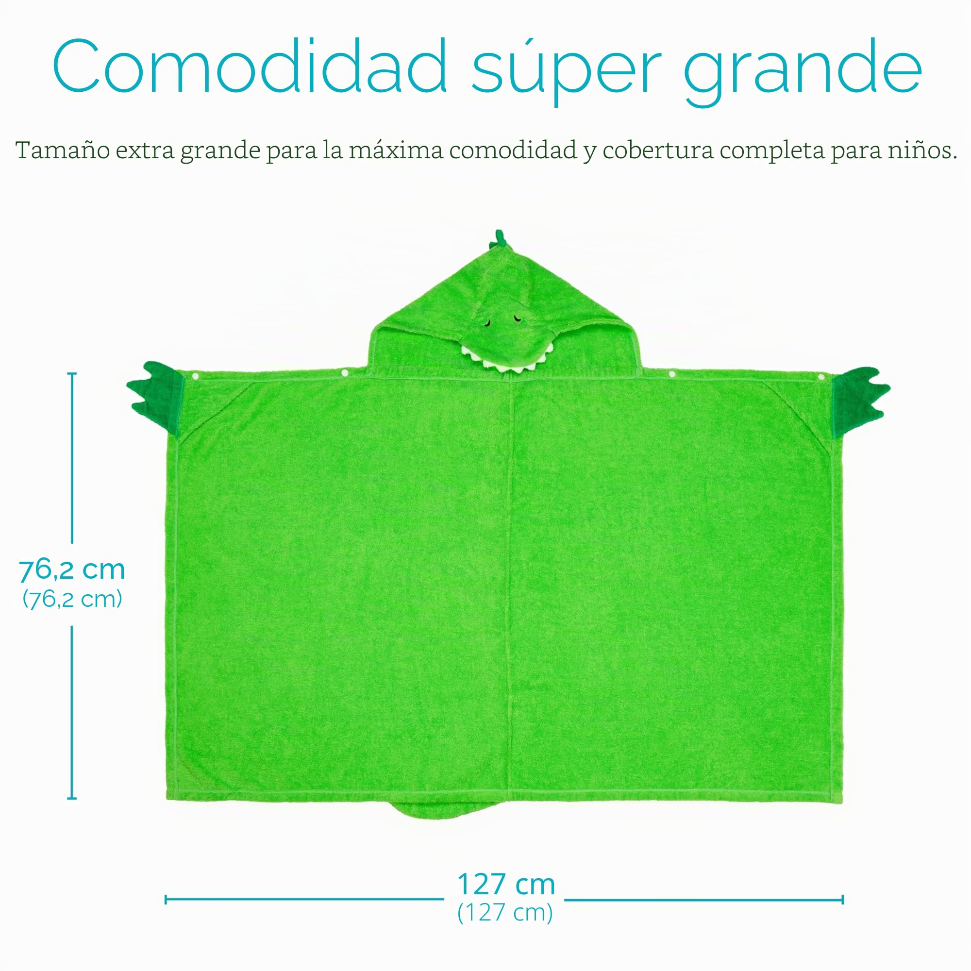 Joiedomi Dinosaurio 127 x 77 cm Toalla con Capucha para Niños - Toalla de Baño de Algodón Suave - Para Niños de 3 a 10 Años - Toalla de Piscina con Capucha - Toalla Poncho Absorbente