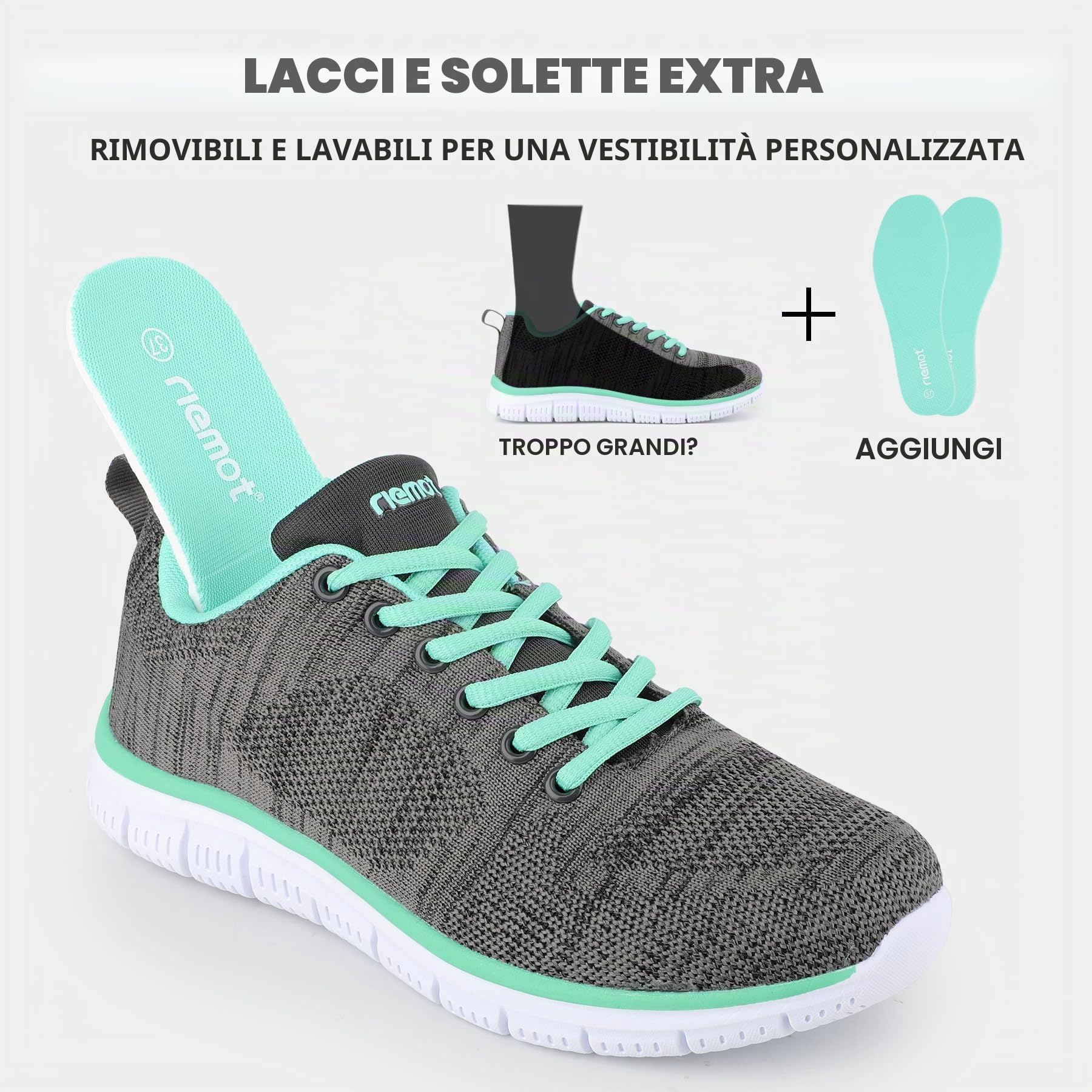 riemot Sneakers Scarpe da Ginnastica Donna Traspiranti Scarpes da Running Corsa Camminata Tennis Outdoor Fitness Sportive Scarpe Palestra Donna Sneaker per Jogging Lavoro Leggere Casual, 37-42 EU