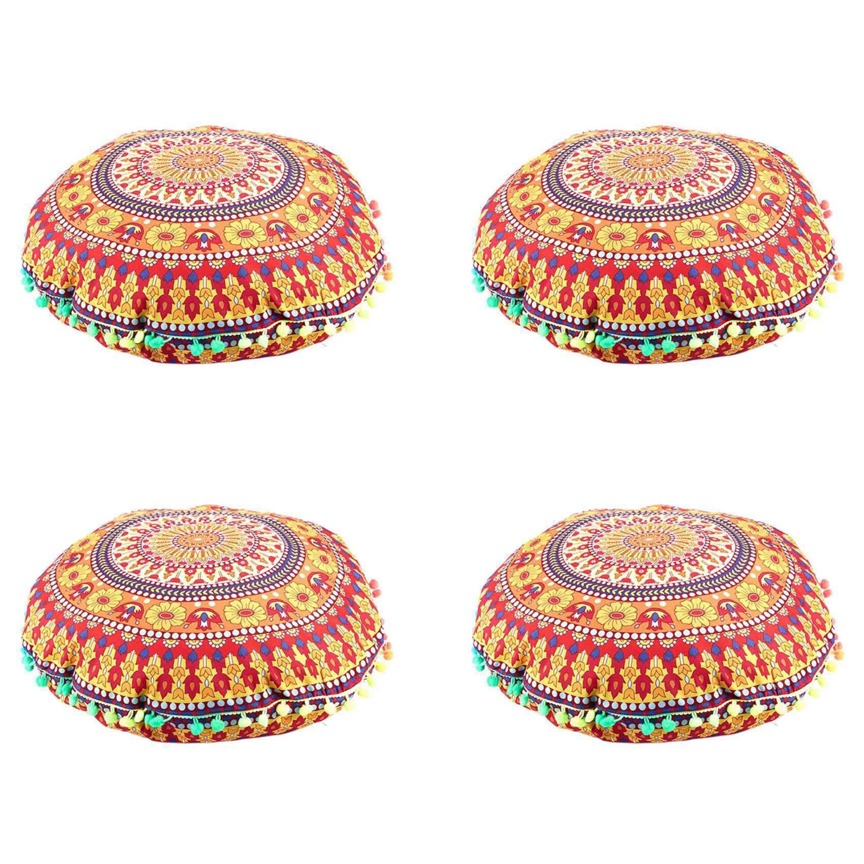 Hndhbfgrt 4X Indian Mandala Floor Round Bohemian Cushion Cushions Cover Case 13