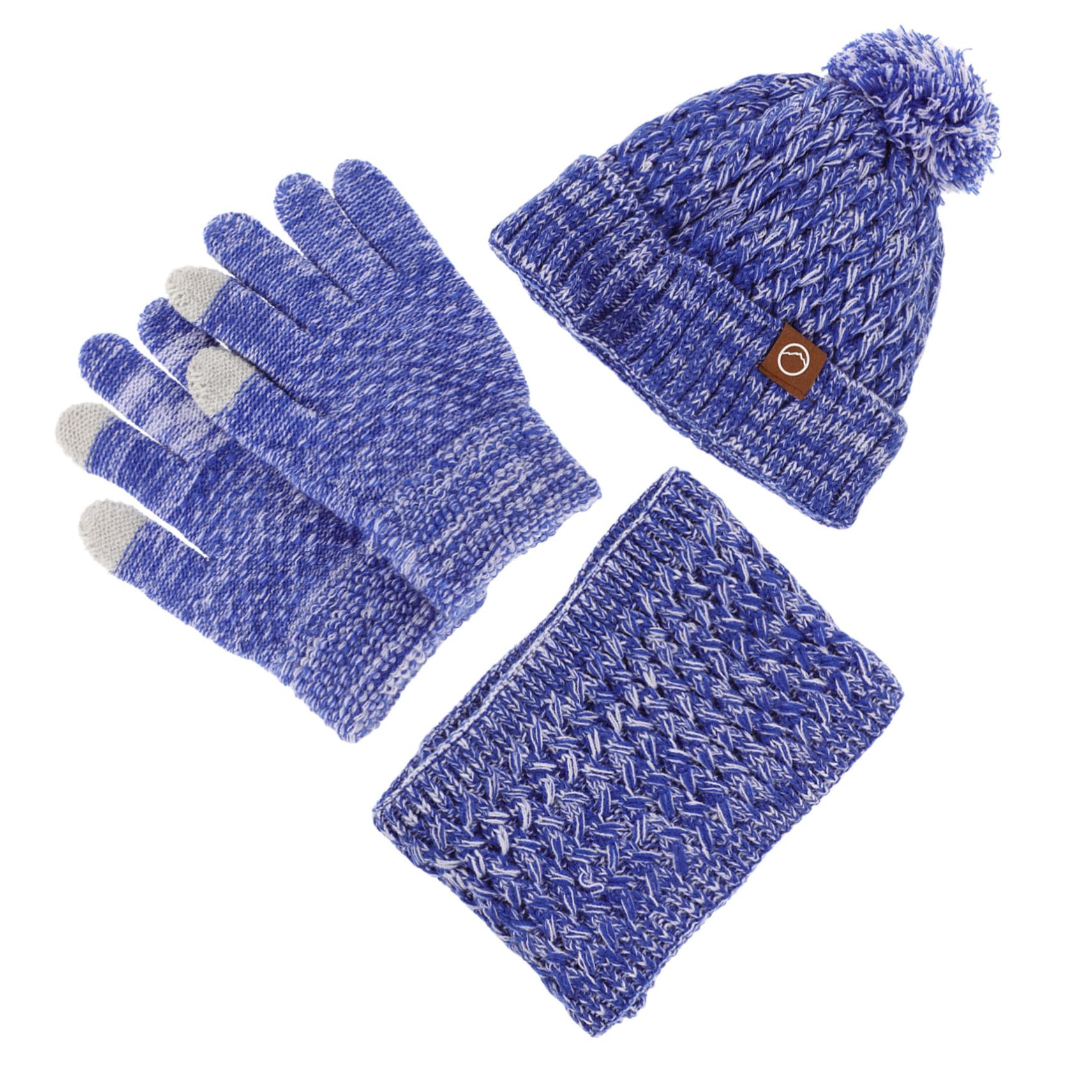 Didiseaon Infant Winter Hat Boys and Girls Hood Hat Scarf Pom Pom Beanie Scarf for Boys Girls Hand Knitted Warm Set Sky-Blue