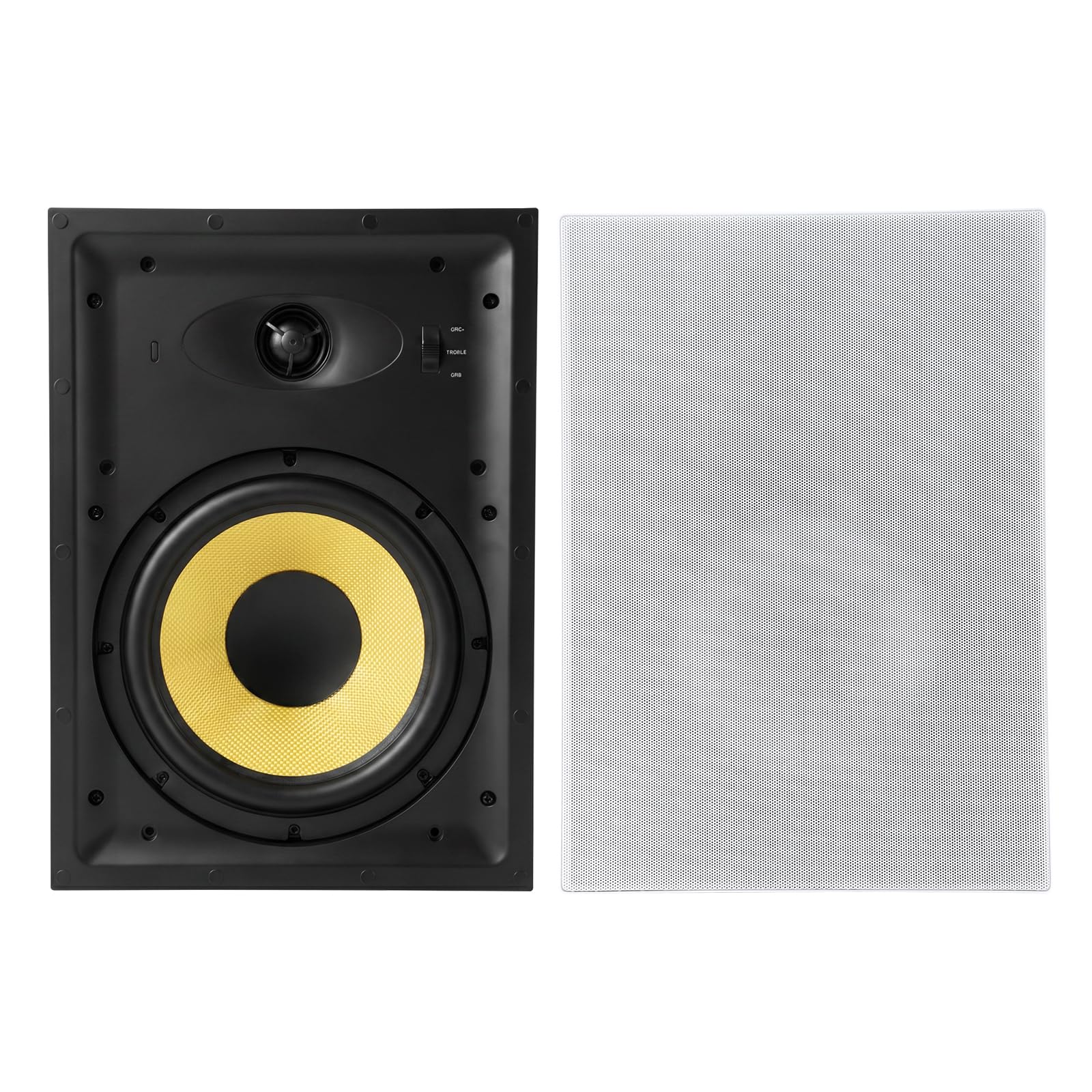 VEVOR Altoparlanti da Incasso Montaggio da Parete, 1 Coppia di Altoparlante a 2 Vie per Uso Interno Hi-Fi Griglia Verniciabile Potenza di Picco 200W Singolo, Forma Rettangolare Impedenza 8 Ω