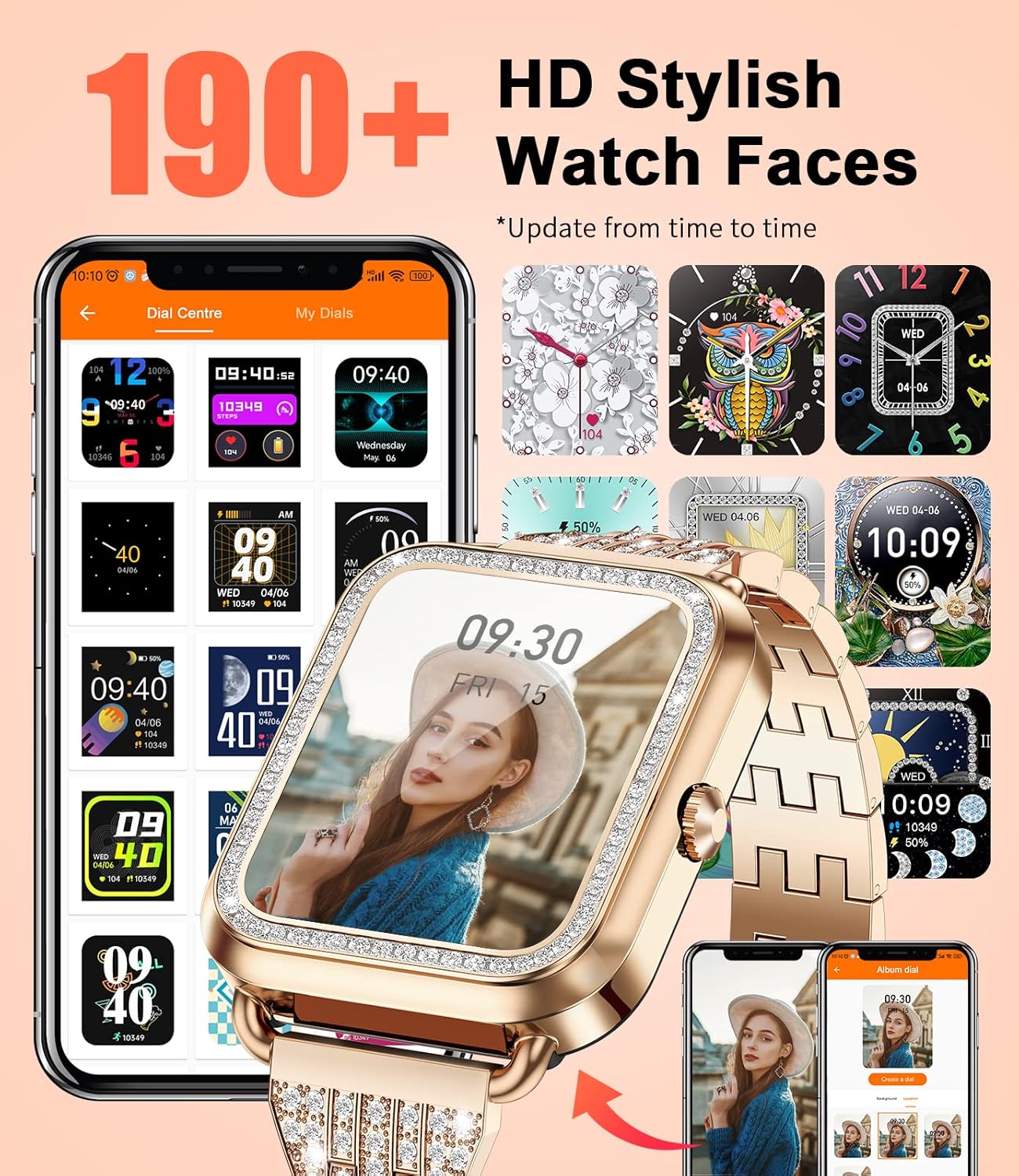 LIGE Smartwatch Donna Rispondere Chiamate e Messaggi,1,57 Orologio Smart Watch Fisiologia Femminile Cardiofrequenzimetro Sanguigna SpO2 Sonno Contapassi, Orologio Donna Smartwatch per Android IOS