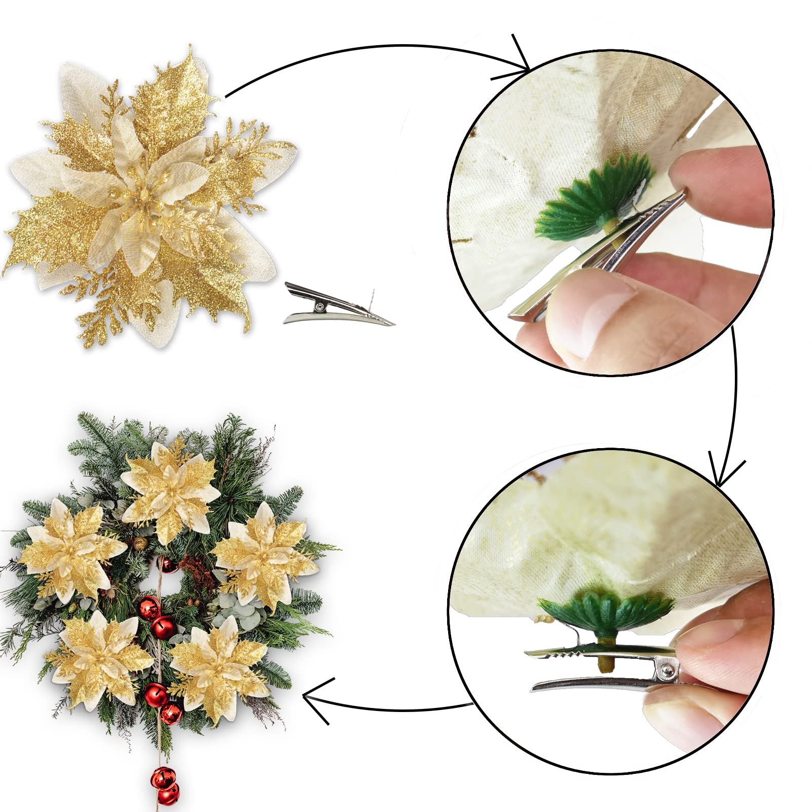 MIKAILE 20PCS Christmas Flowers Artificial with Clip - Image 4