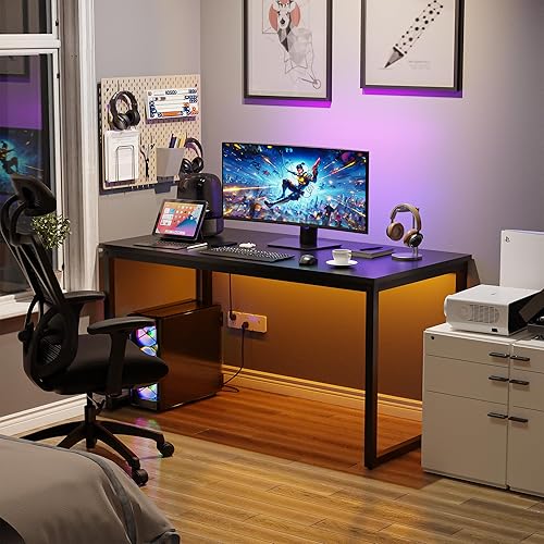 Miniatura 9 de ZenStyle Computer Desk 55" Large Office Desk Computer Table Laptop PC Simple Study Writing Desk for Home Office, Black