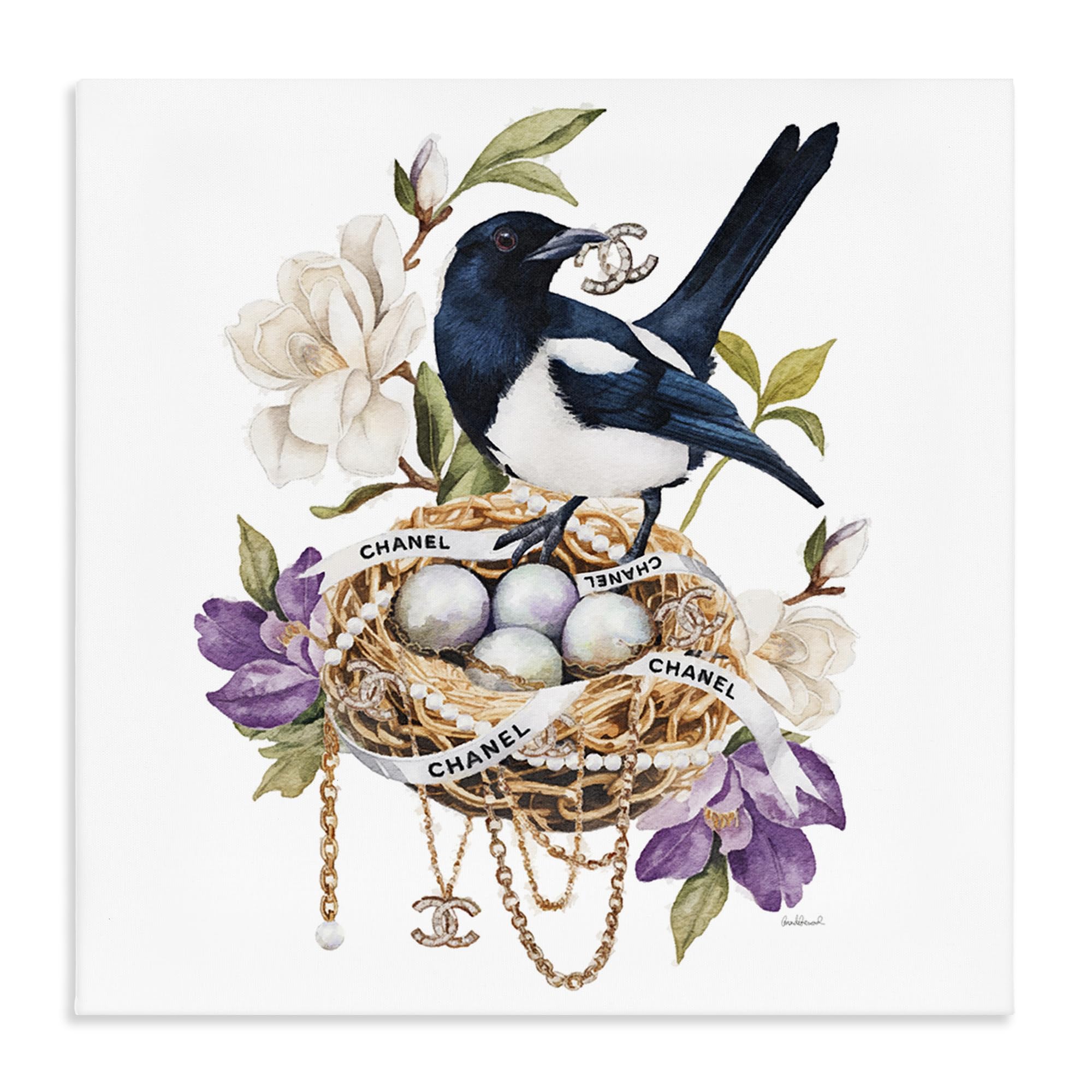 'Glam Birds Nest Magnolia'| Canvas Art