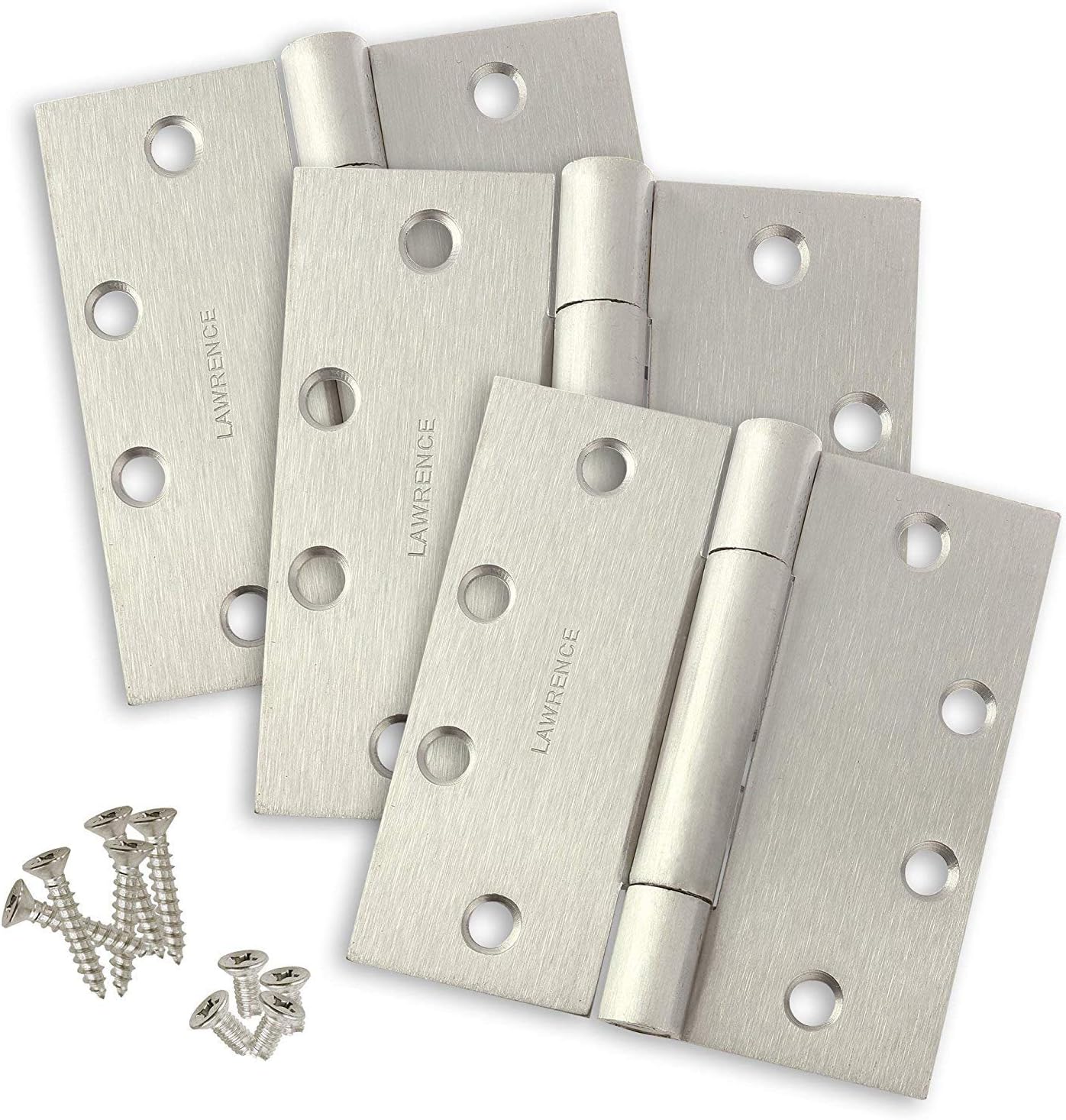 Door Hinge Stainless Steel Commercial Steel Hinge Standard Weight Concealed Bearing Commercial Butt Hinge 4.5 x 4.5 LH1391CB-32D ANSI/BHMA Certified and Fire Rated Hinge 3 Pack