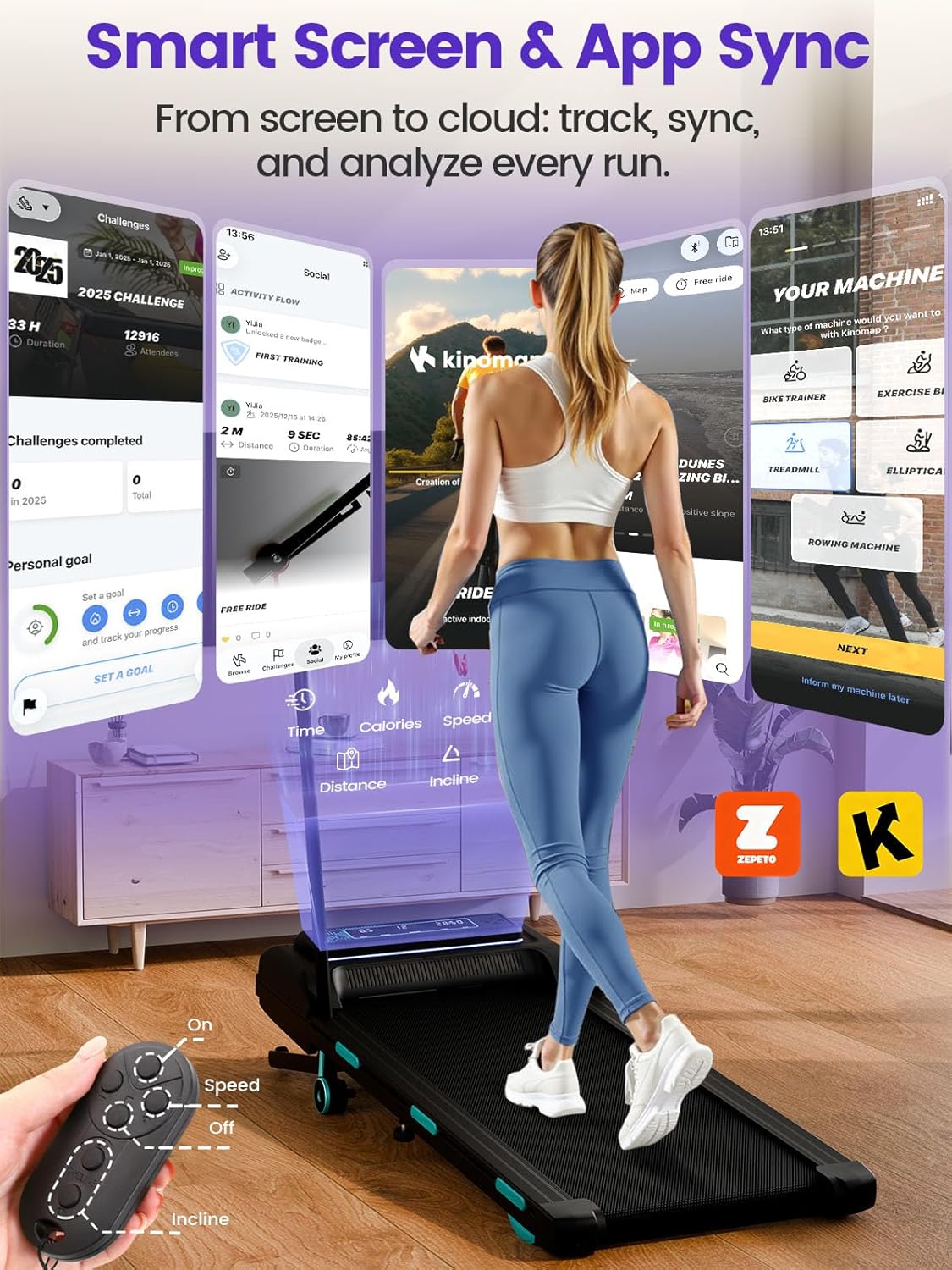 Jackfield Walking Pad Treadmill with 12% Auto Incline, 3.5 HP Portable Running Machine with Triple Shock Absorptiojn, 450 lbs Capacity Under Desk Treadmill for Home Office