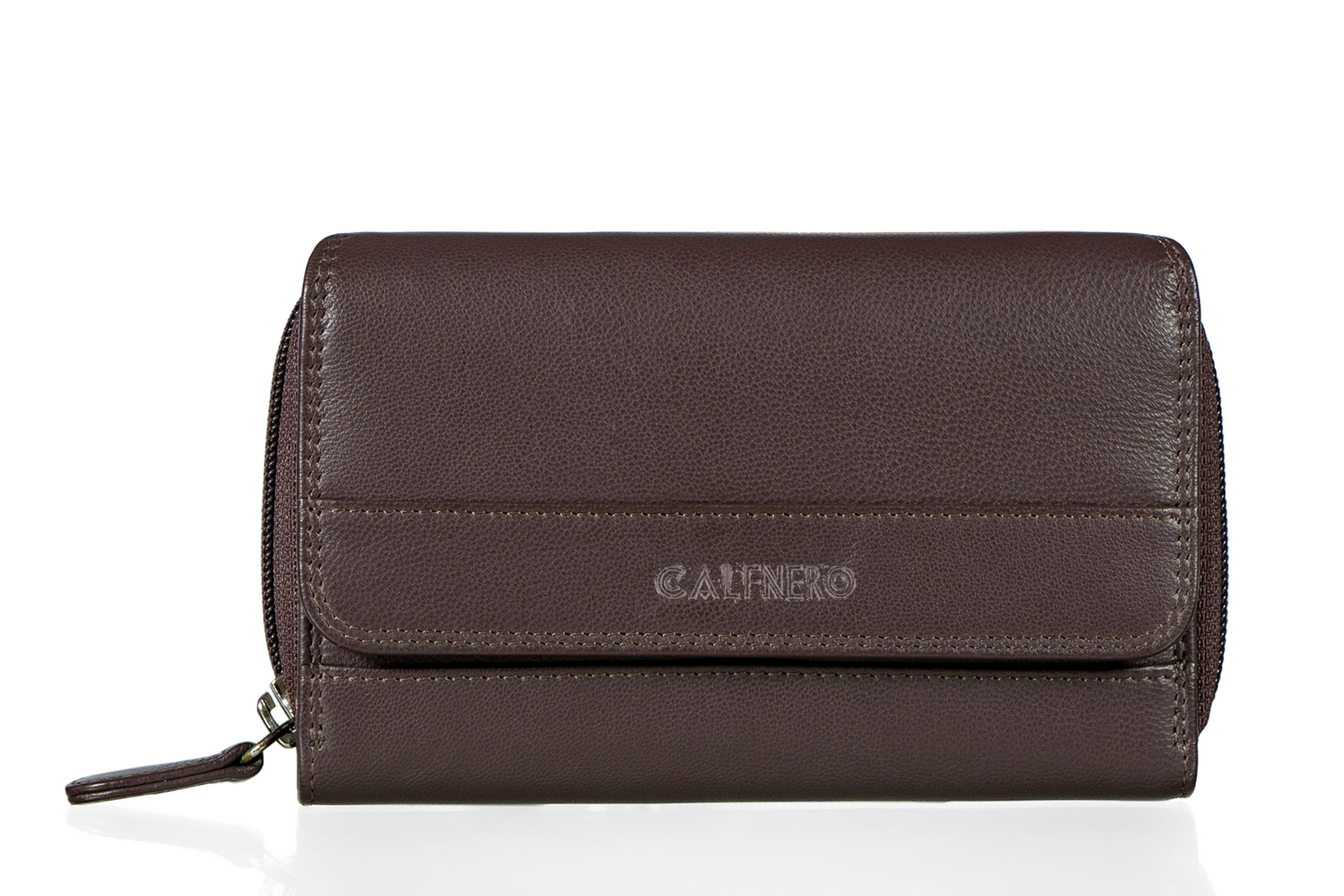 calfnero Genuine Leather Women's Clutch Wallet | RFID Blocking Zip Around Wallet with Card Slots, ID Window, Coin Pocket & Cash Compartments | Travel Purse for Women-picture-29