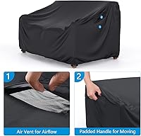 Vista 5 de Mrrihand Funda impermeable para sofá de patio de servicio pesado, funda para sofá de exterior de 3 plazas, funda para muebles de patio al aire libre